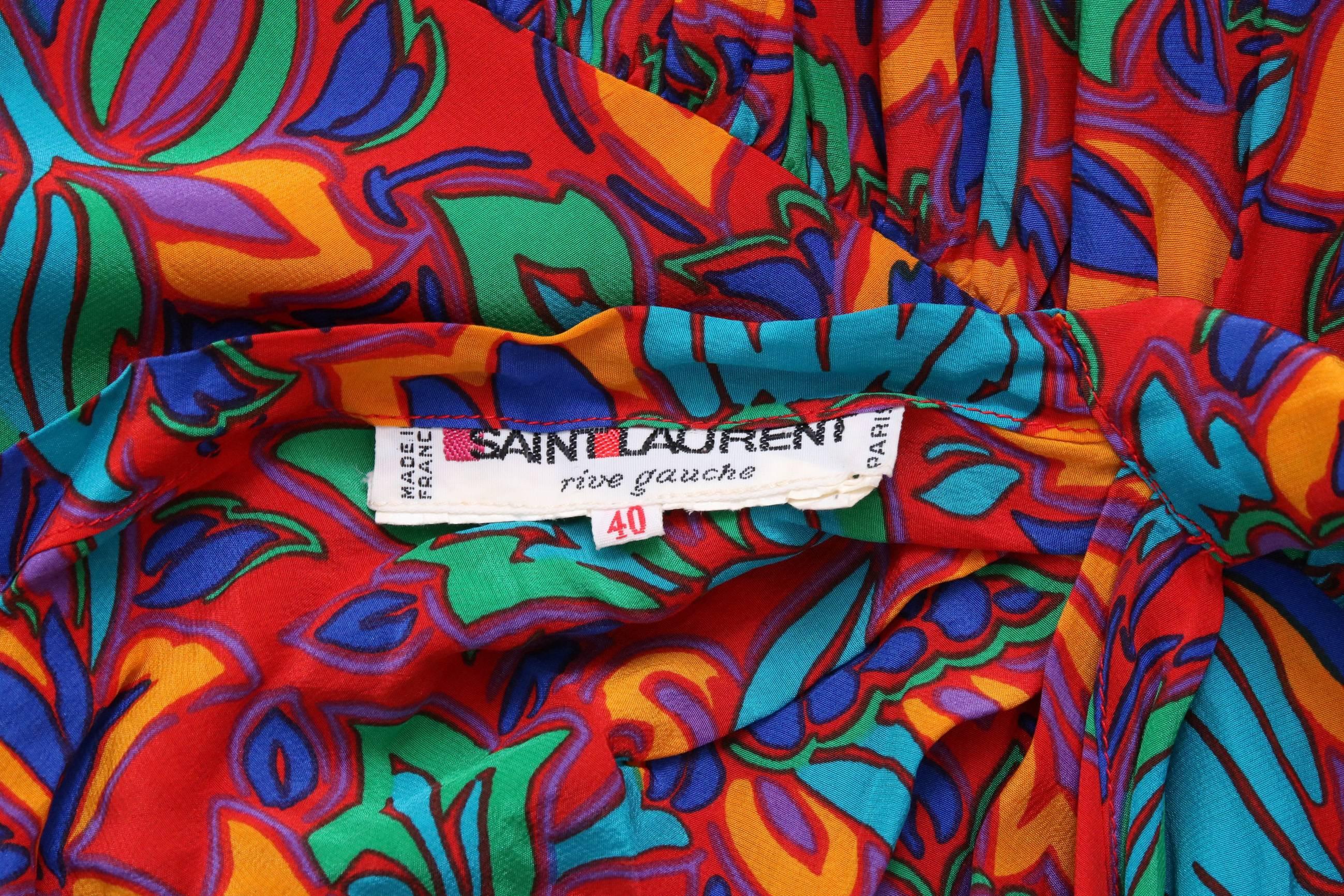 Yves Saint Laurent Silk Bias Cut Floral Print Asymmetric Gown  2