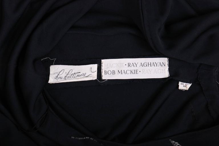 1970's Bob Mackie Black Silk Single Shoulder Evening Gown w/Beaded ...