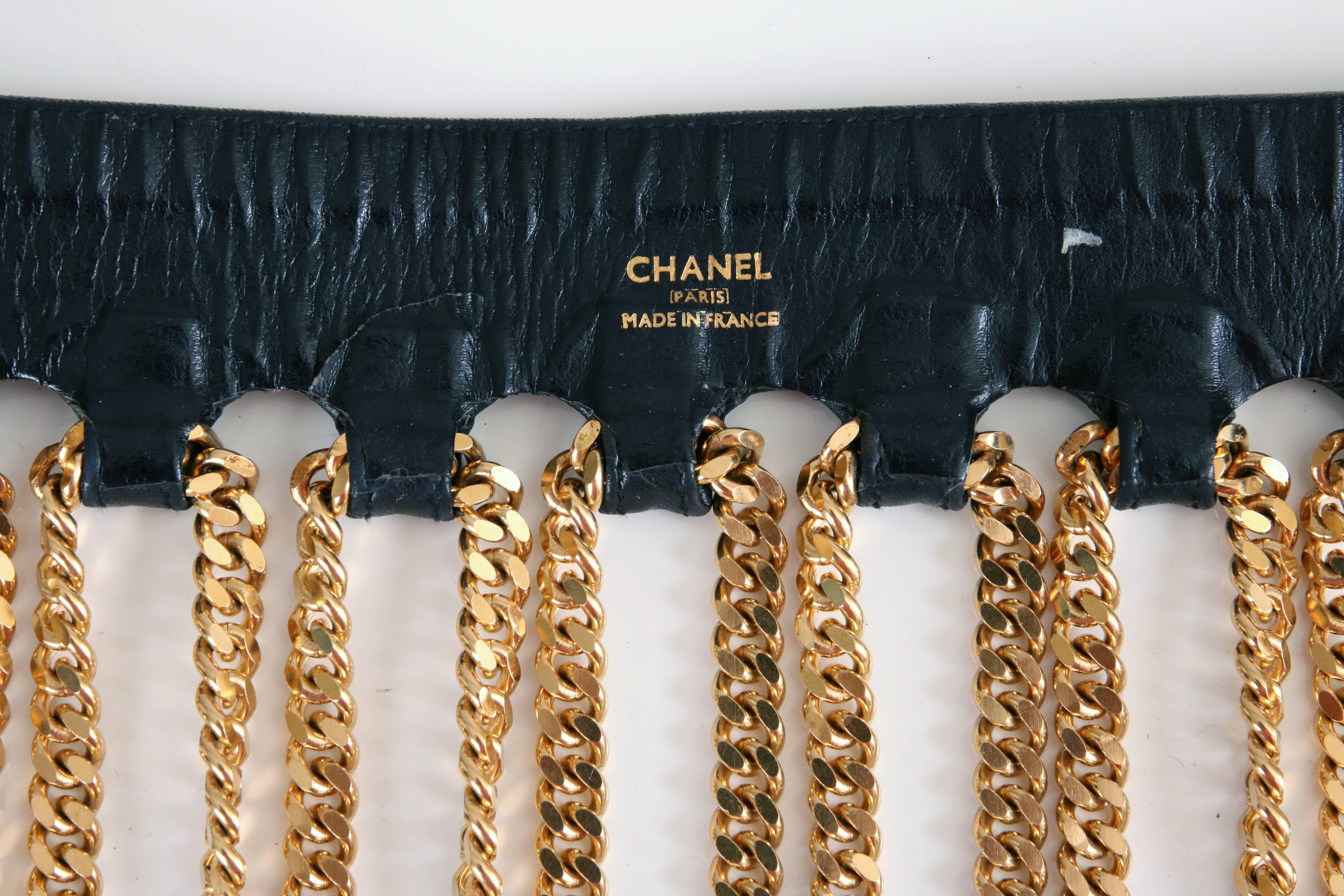 Beige Iconic Chanel Fringe Chain Belt