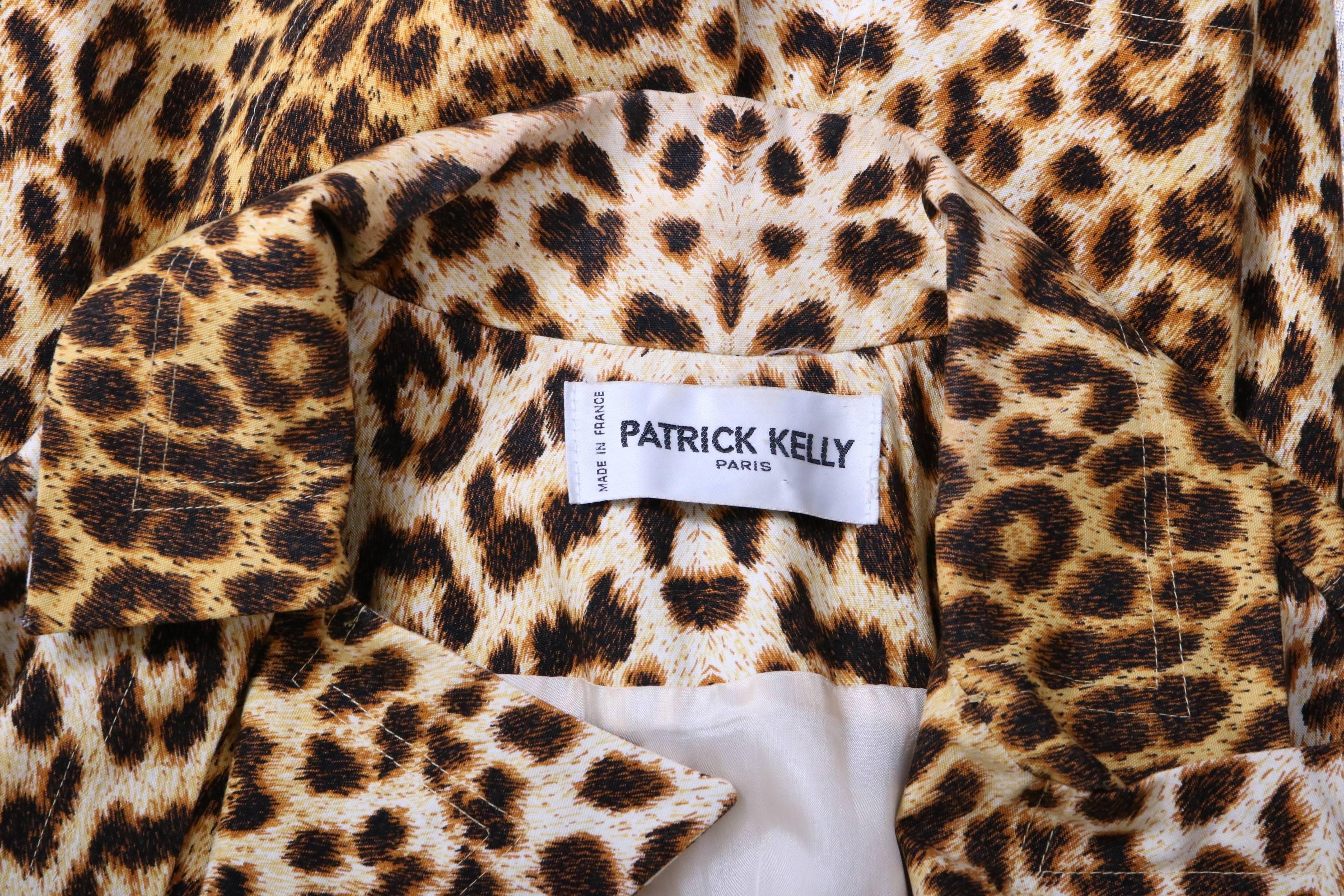 Patrick Kelly Cotton Leopard Print Trench Coat w/Belt 1