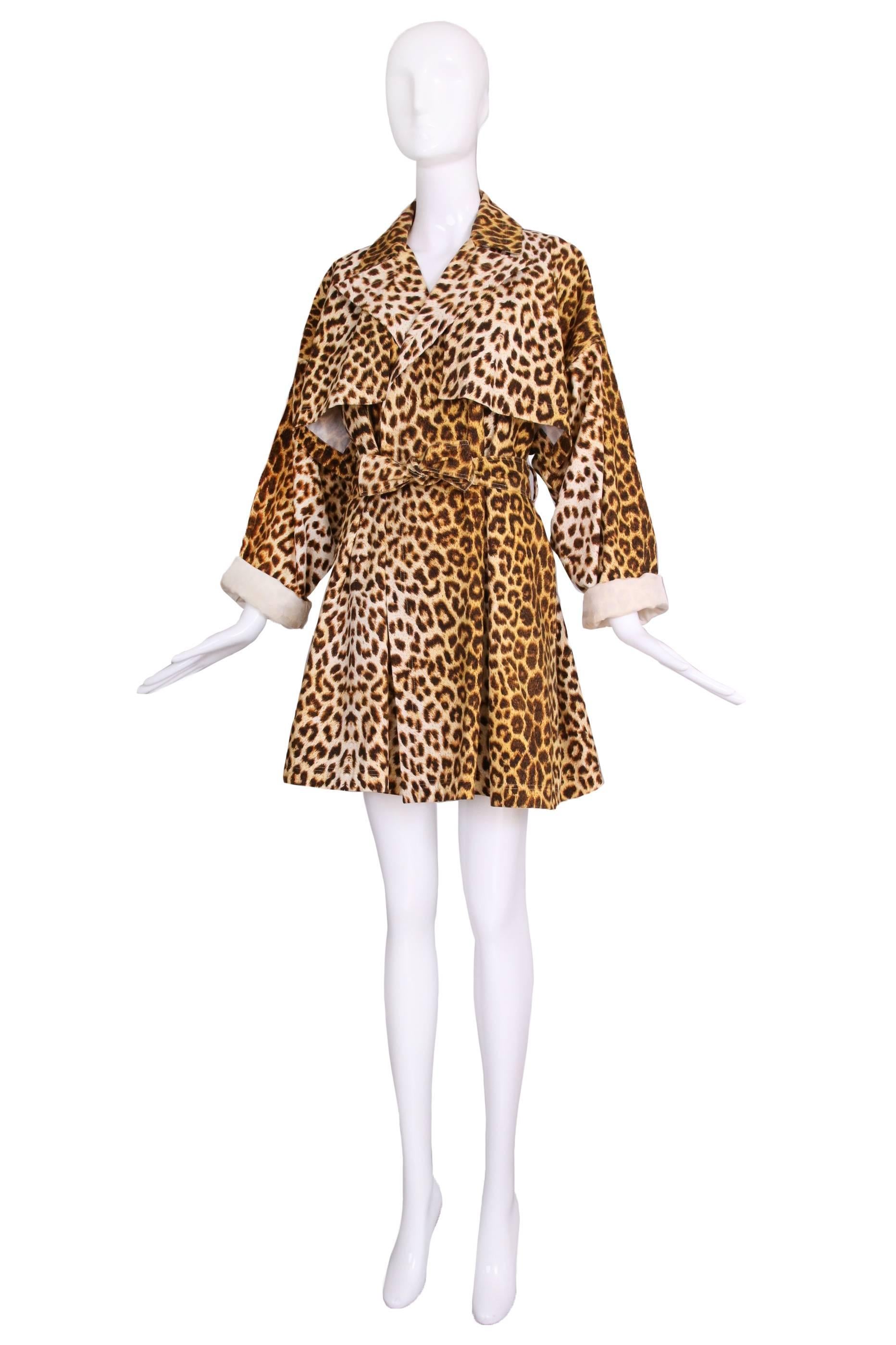 Adorable Patrick Kelly 100% cotton leopard print belted trench coat. Size tag 38. In excellent condition.