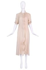 Matsuda Creme Dress Coat w/Geometric Ruffled Trim