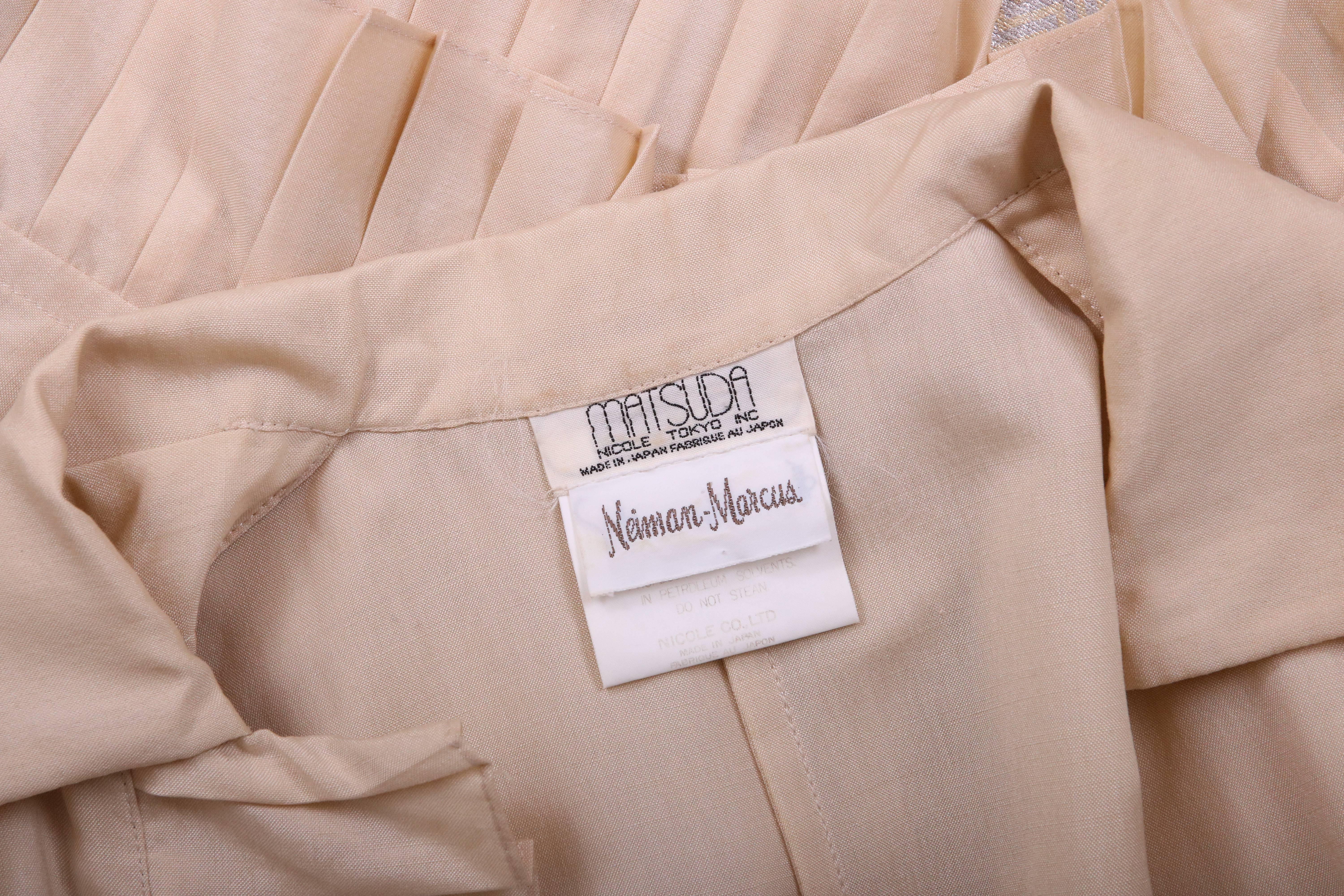 Matsuda Creme Dress Coat w/Geometric Ruffled Trim For Sale 1