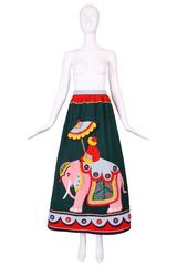 Rizkallah for Malcolm Starr Felted Wool Maxi Skirt w/Elephant & Rider