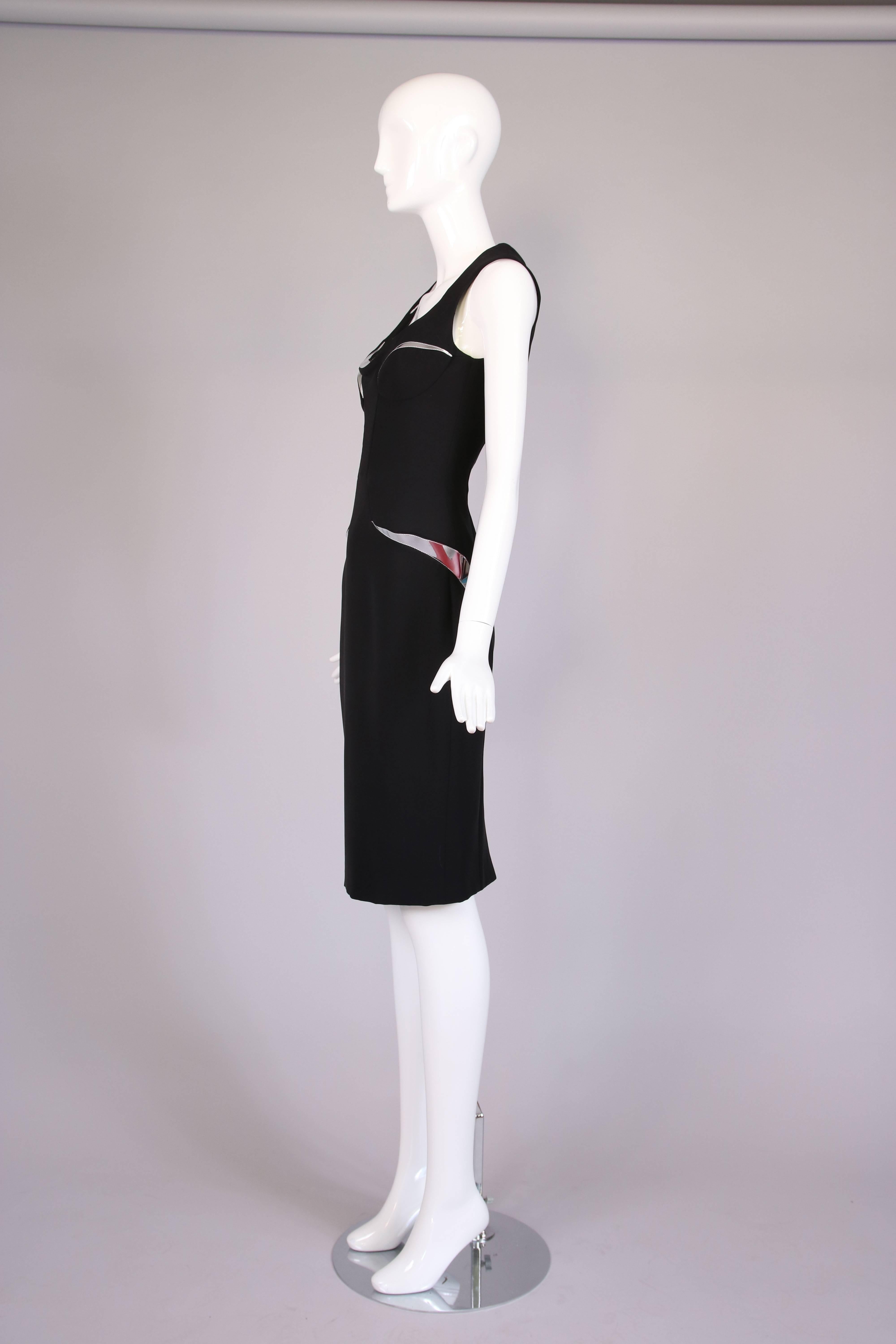 Women's Versace Bodycon Black Mini Dress w/Silver Insets - New With Tags For Sale