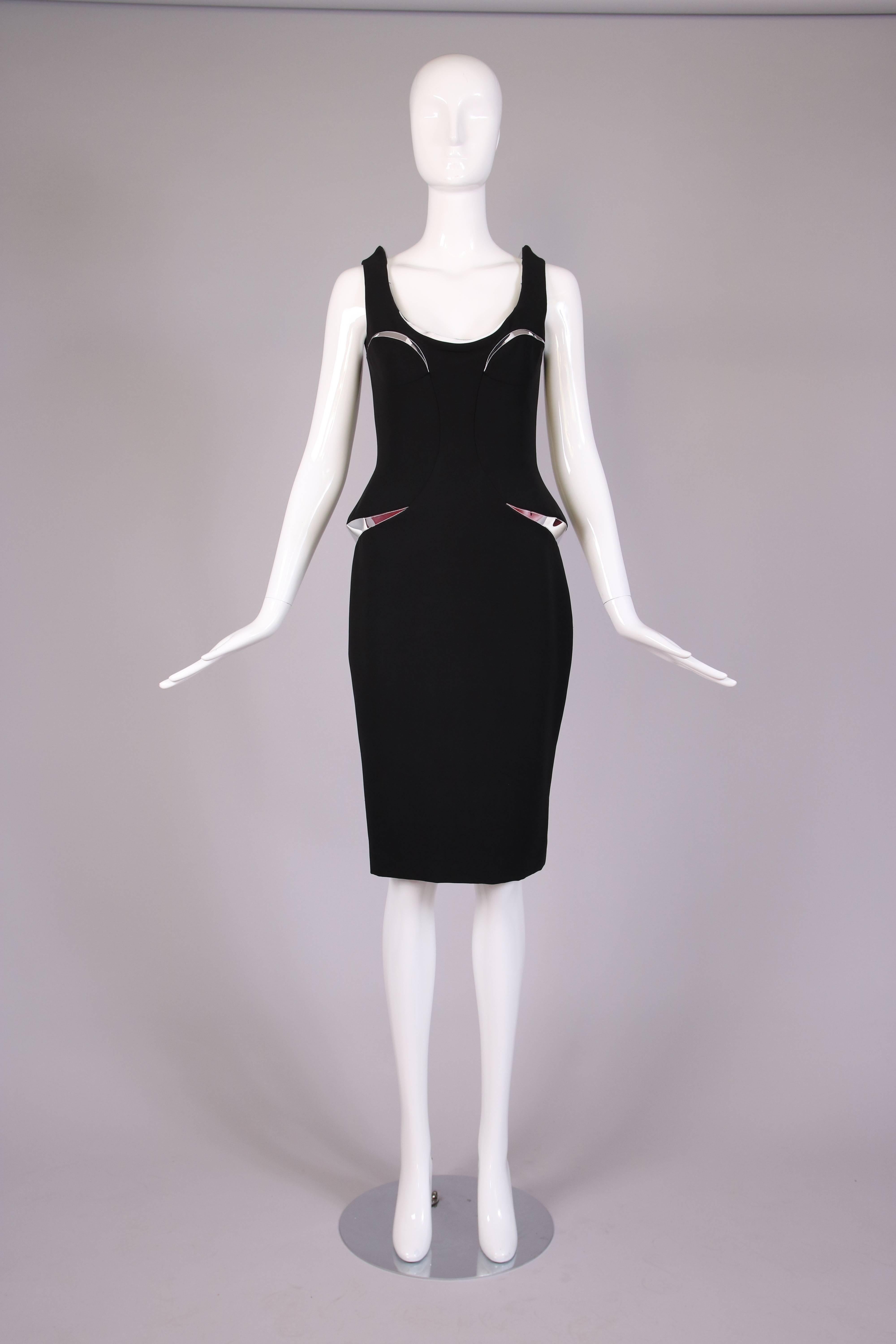 Versace Bodycon Black Mini Dress w/Silver Insets - New With Tags In Excellent Condition For Sale In Studio City, CA