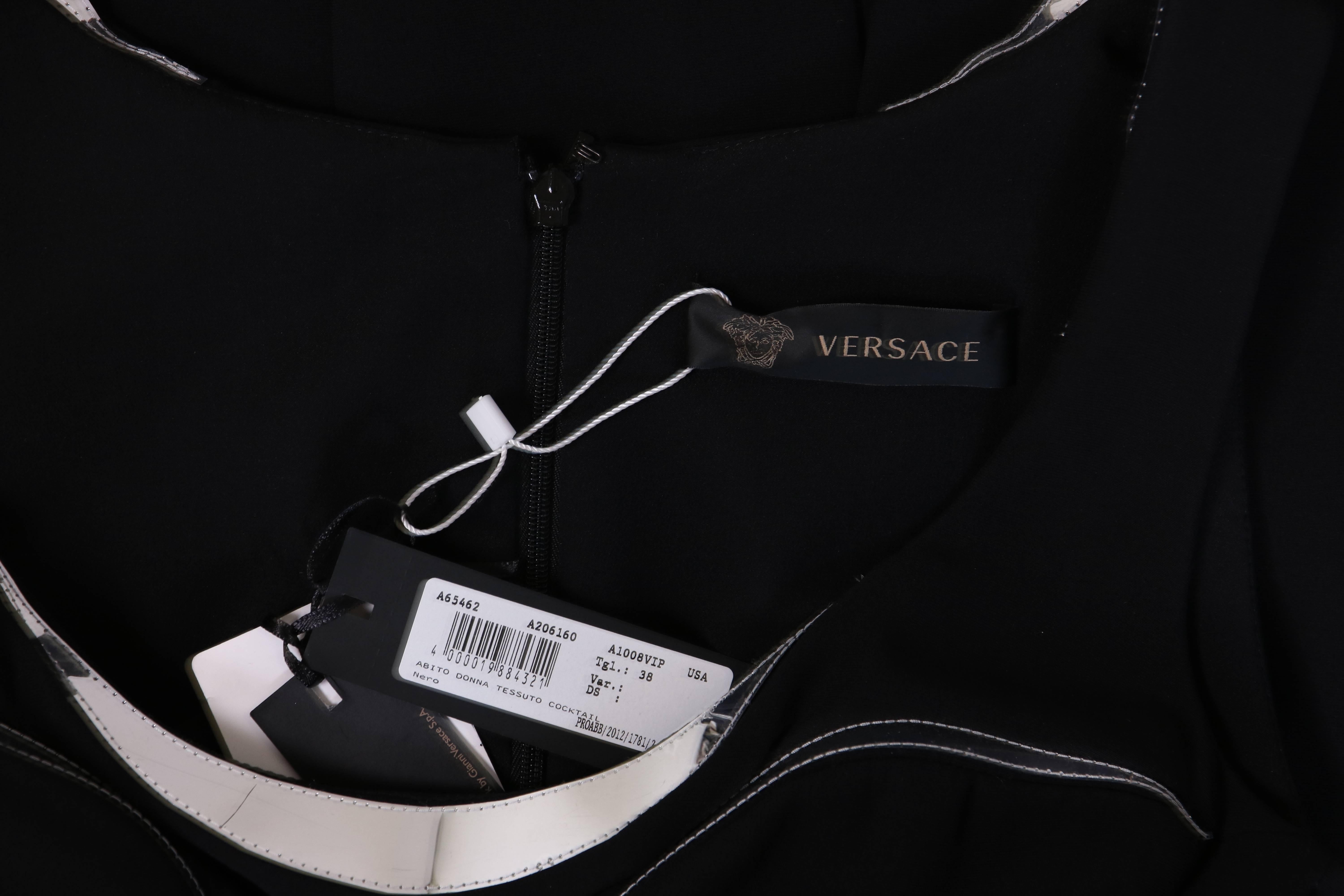Versace Bodycon Black Mini Dress w/Silver Insets - New With Tags For Sale 3