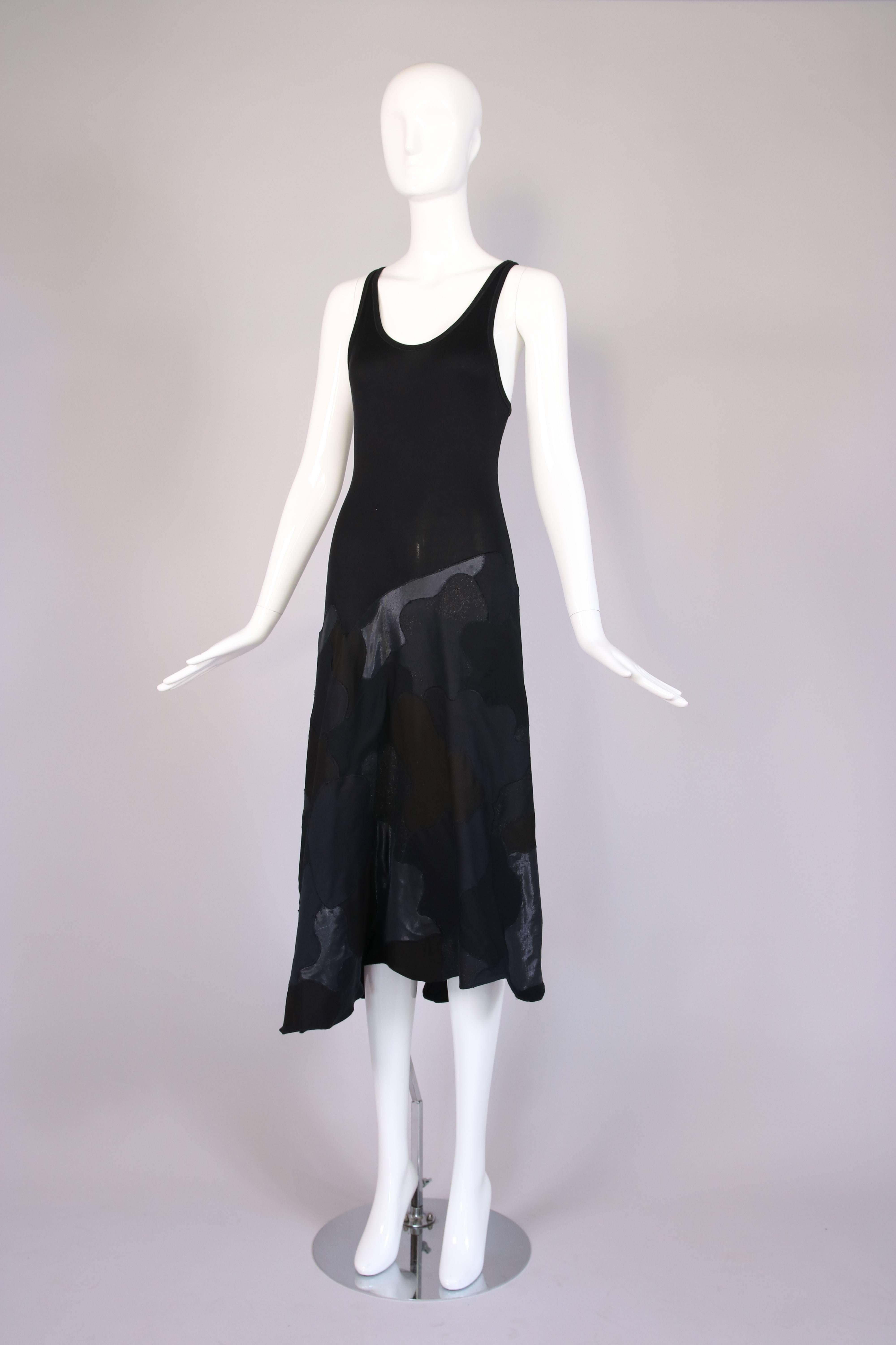 Noir Alexander McQueen - Robe débardeur extensible noire avec imprimé appliqué, ca 2003 en vente