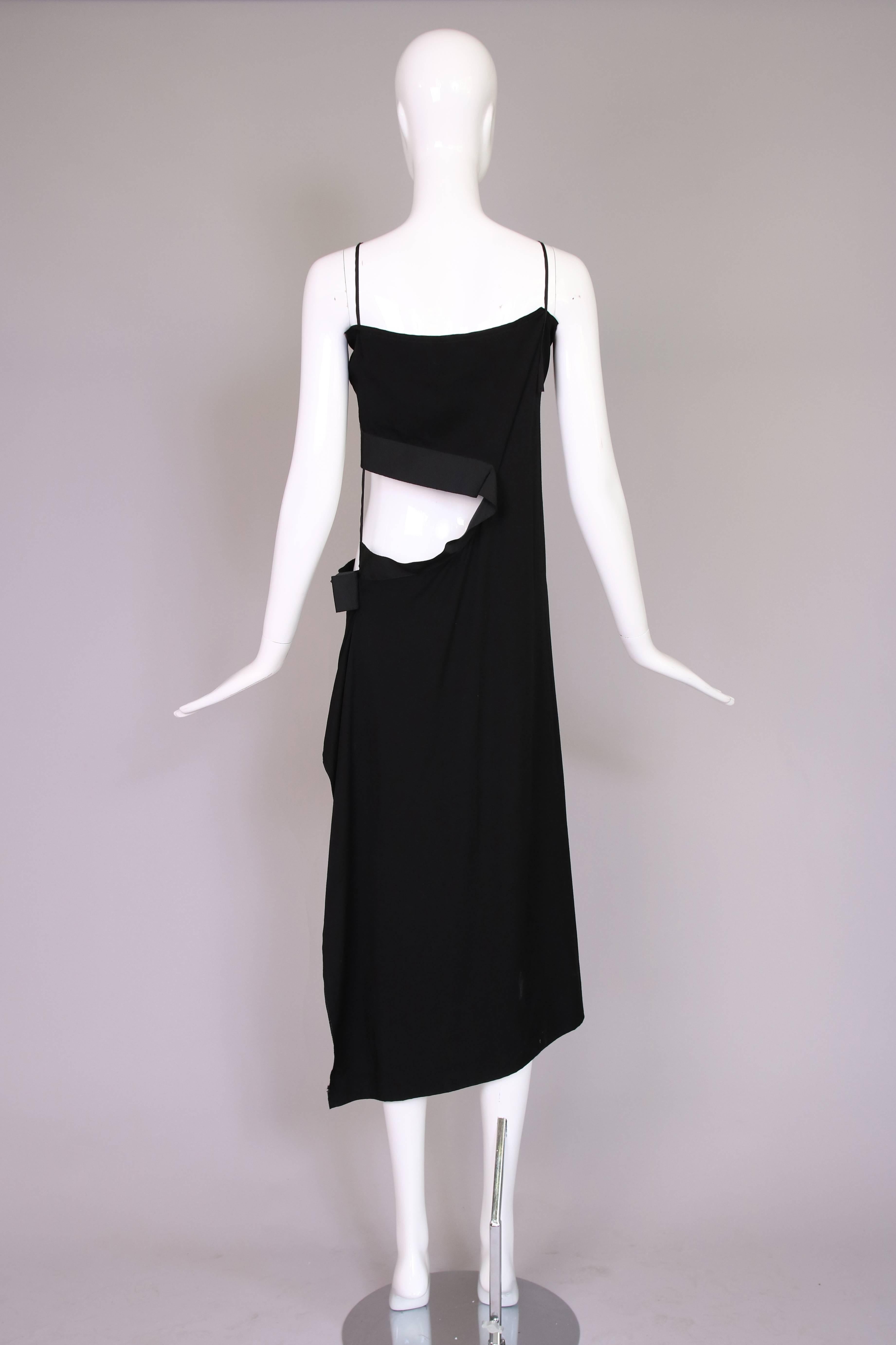 Vintage Yohji Yamamoto Black Dress w/Mid-Section Cutout Ca. 1990 In Excellent Condition In Studio City, CA