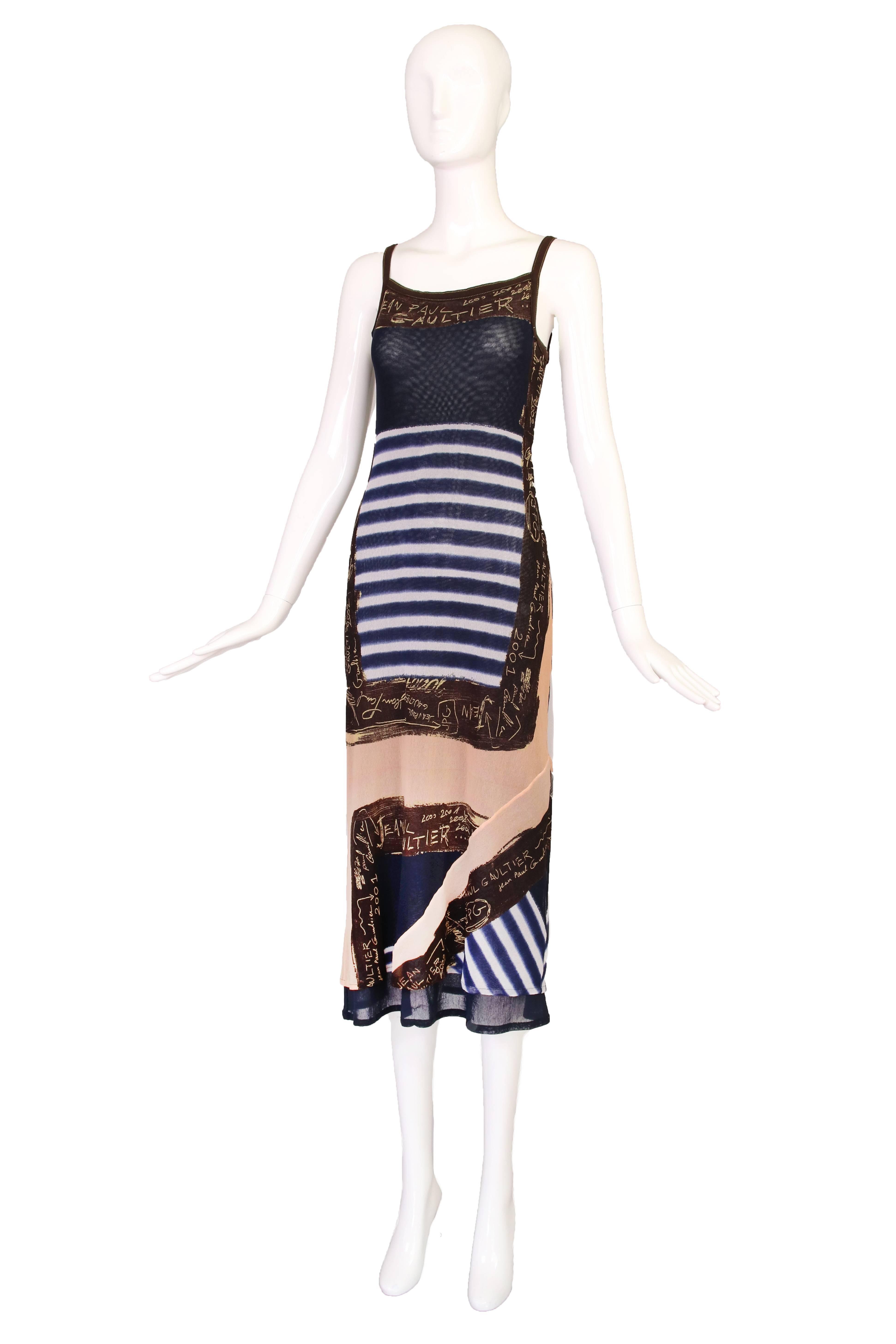 Jean Paul Gaultier mesh dress with straps and allover 