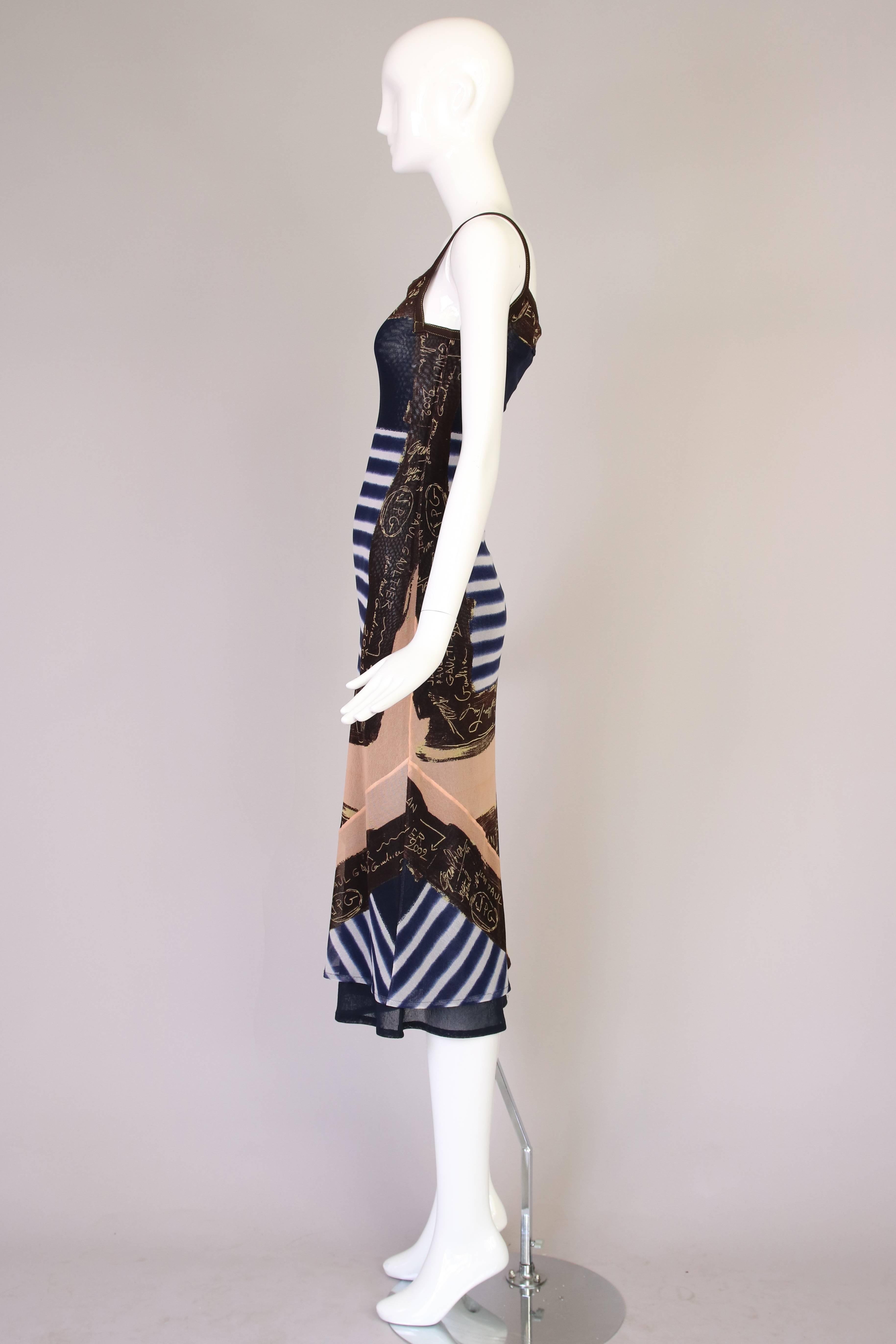Jean Paul Gaultier Mesh Printed A-Line Dress With Straps  In Excellent Condition In Studio City, CA