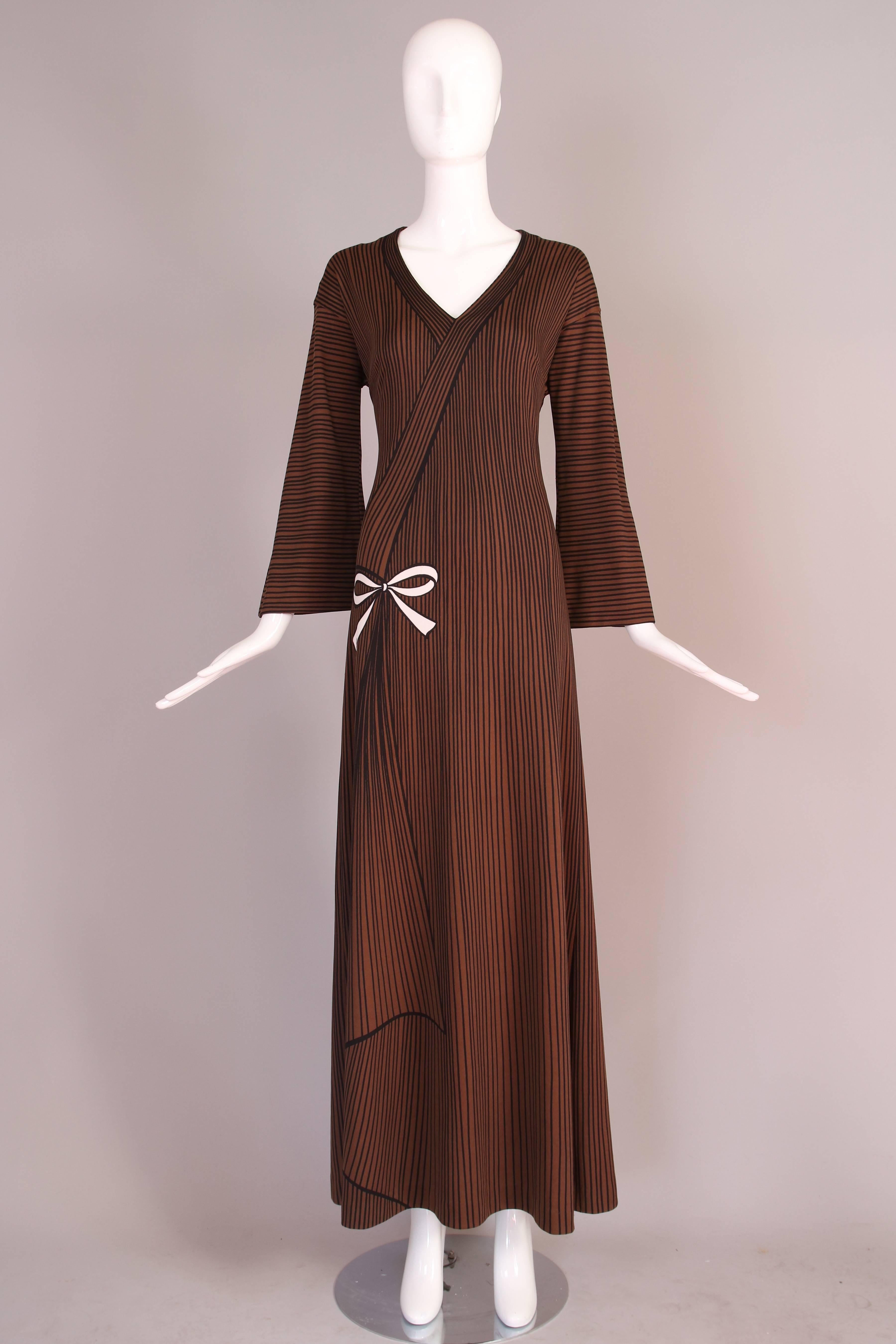 Brown 1970's Roberta di Camerino Printed Trompe L'Oeil Jersey Dress