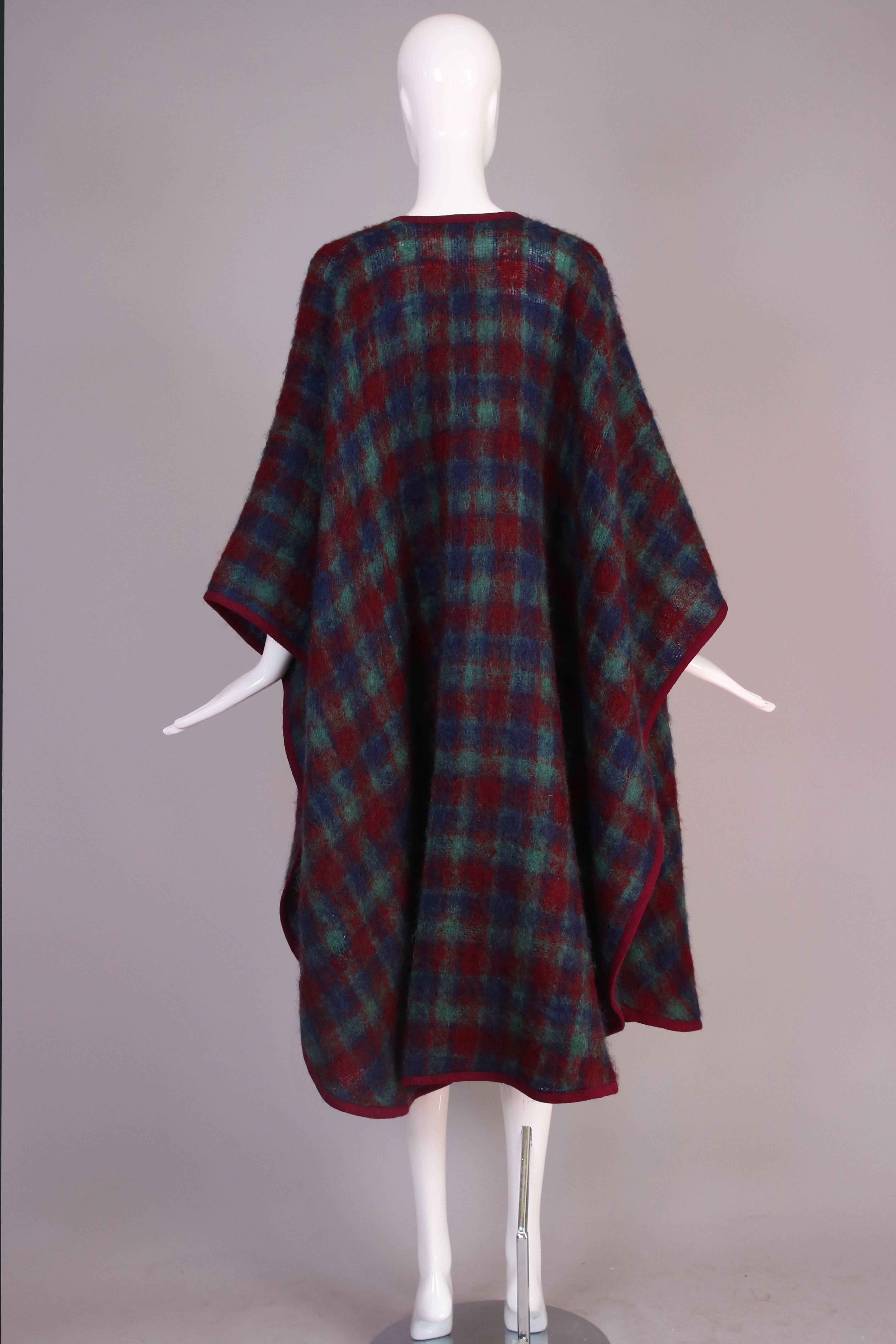Yves Saint Laurent 1970's Plaid Mohair Wool Wrap Shawl 3