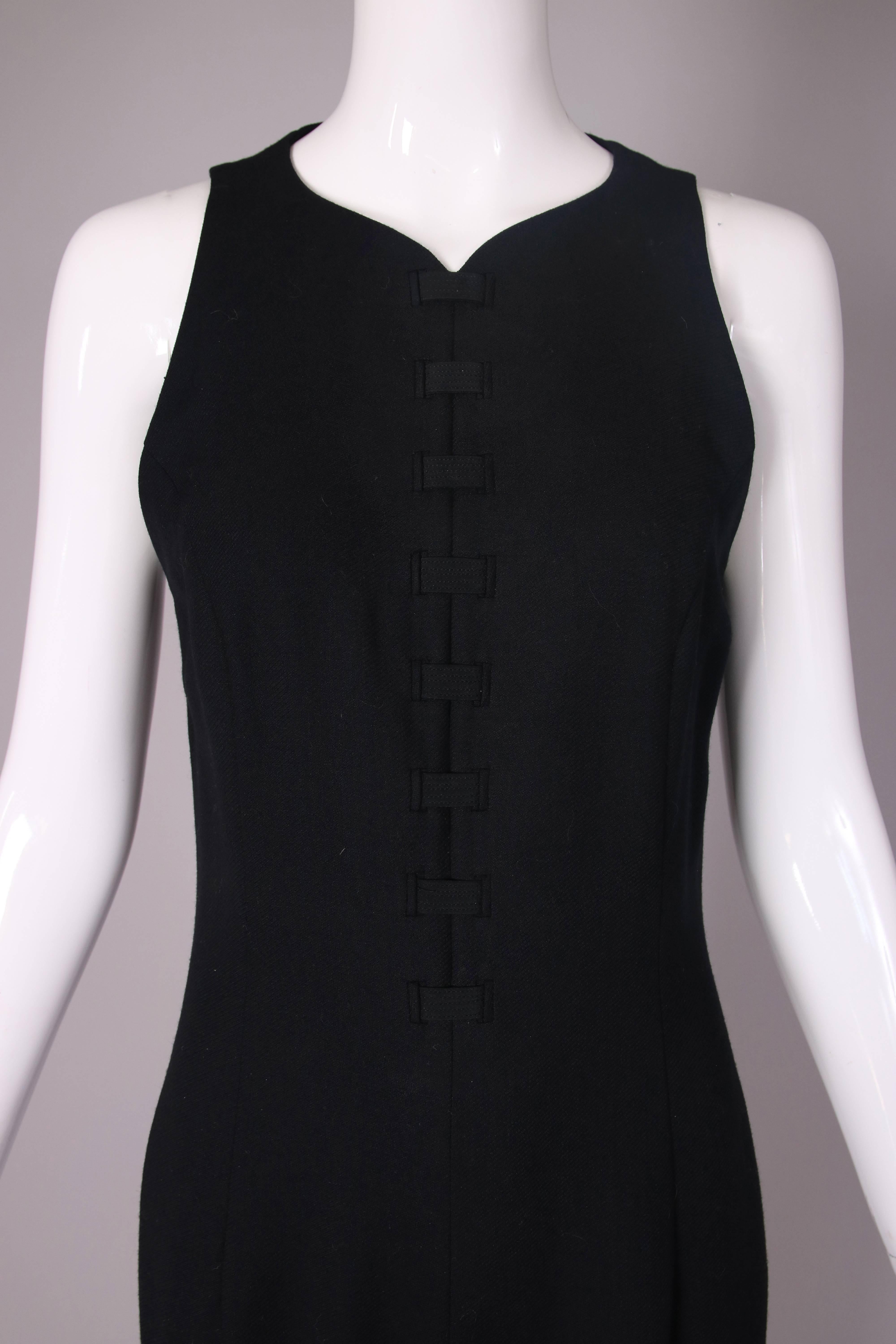 Versace Schwarzer ärmelloser Woll-Overall mit offenem Rücken und Schleifendetail 2