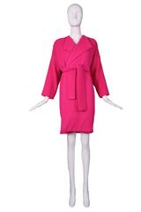 Iconic 1980's Patrick Kelly Magenta Melton Wool Belted Coat w/Matching Scarf