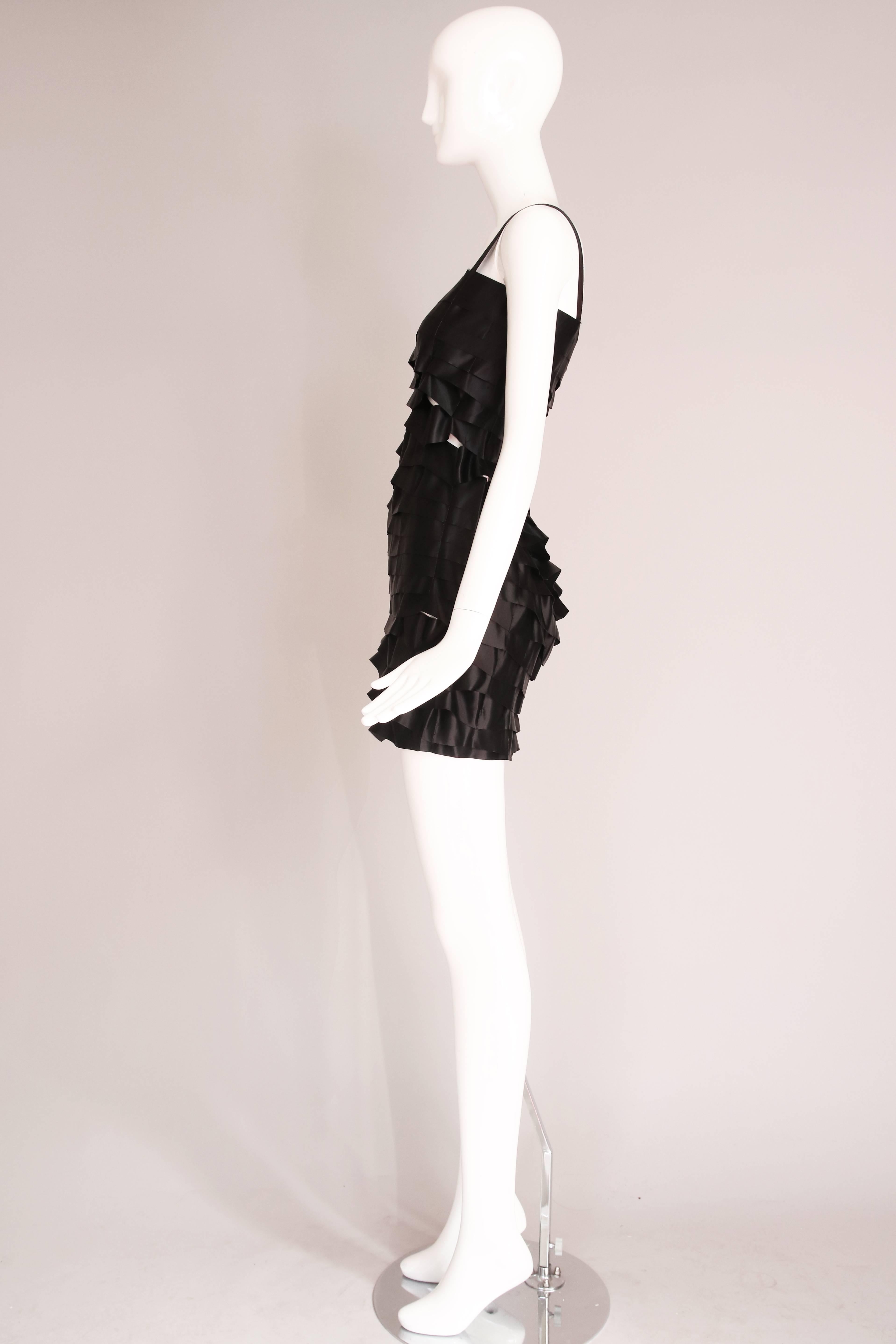 Vintage Issey Miyake Black Bodycon Mini Ribbon Dress w/Shoulder Straps In Excellent Condition In Studio City, CA