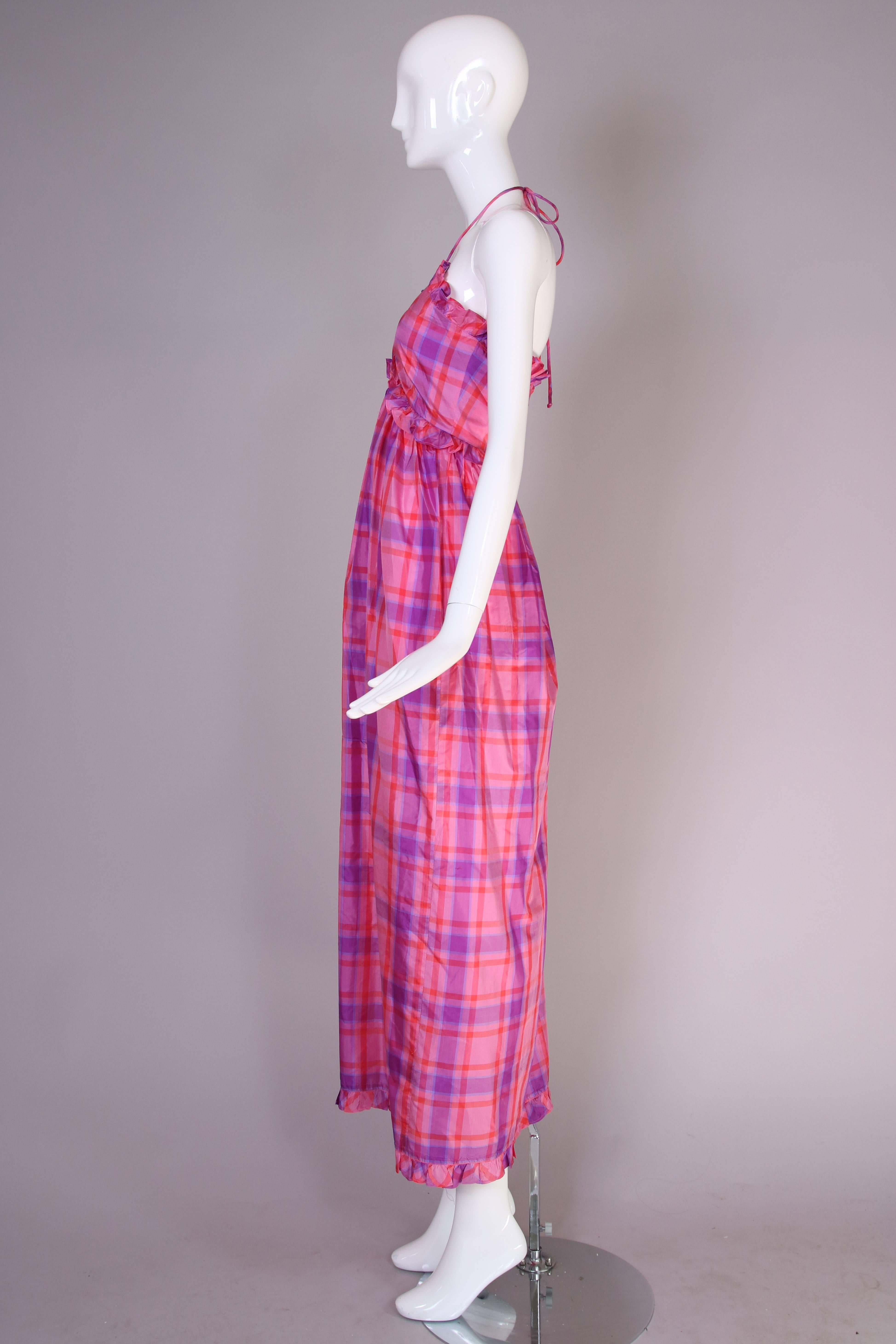 Pink 1970's Bill Tice for Bergdorf Goodman Silk Halter Maxi Dress w/Matching Jacket