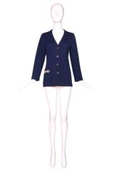 1970s Gucci Navy Wool Cardigan W/Enamel GG Logo Buttons & Woven Design on Pocket