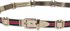 1970's Gucci Blue & Red Enamel Link Silver Tone Metal Belt w/Buckle Closure