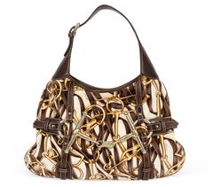 Gucci 85th Anniversary Velvet & Leather Hobo Bag w/Horsebit Print & Leather Trim