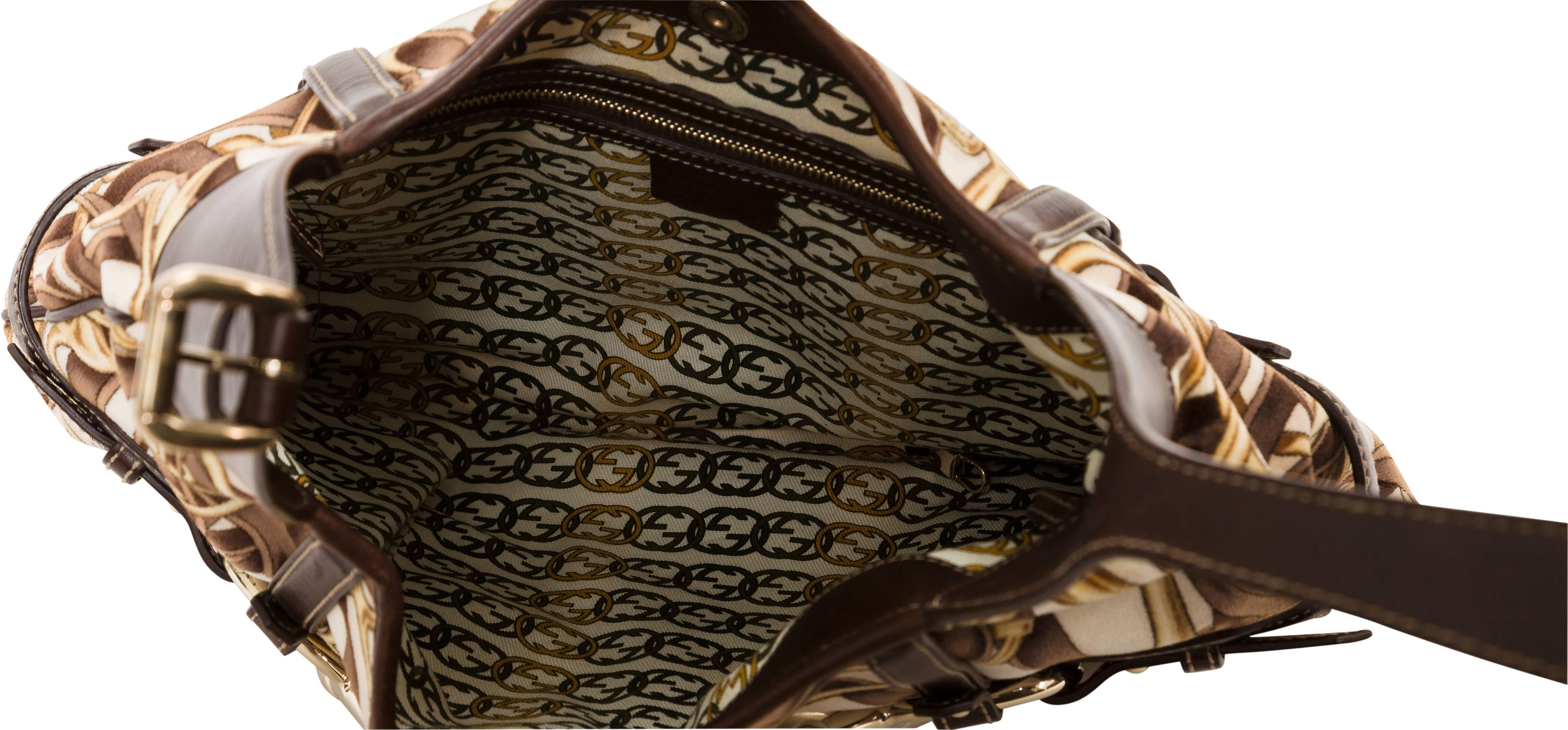 Bolso Hobo Gucci 85º Aniversario de Terciopelo y Piel con Estampado de Caballito y Adornos de Piel en Excelente Estado en Studio City, CA