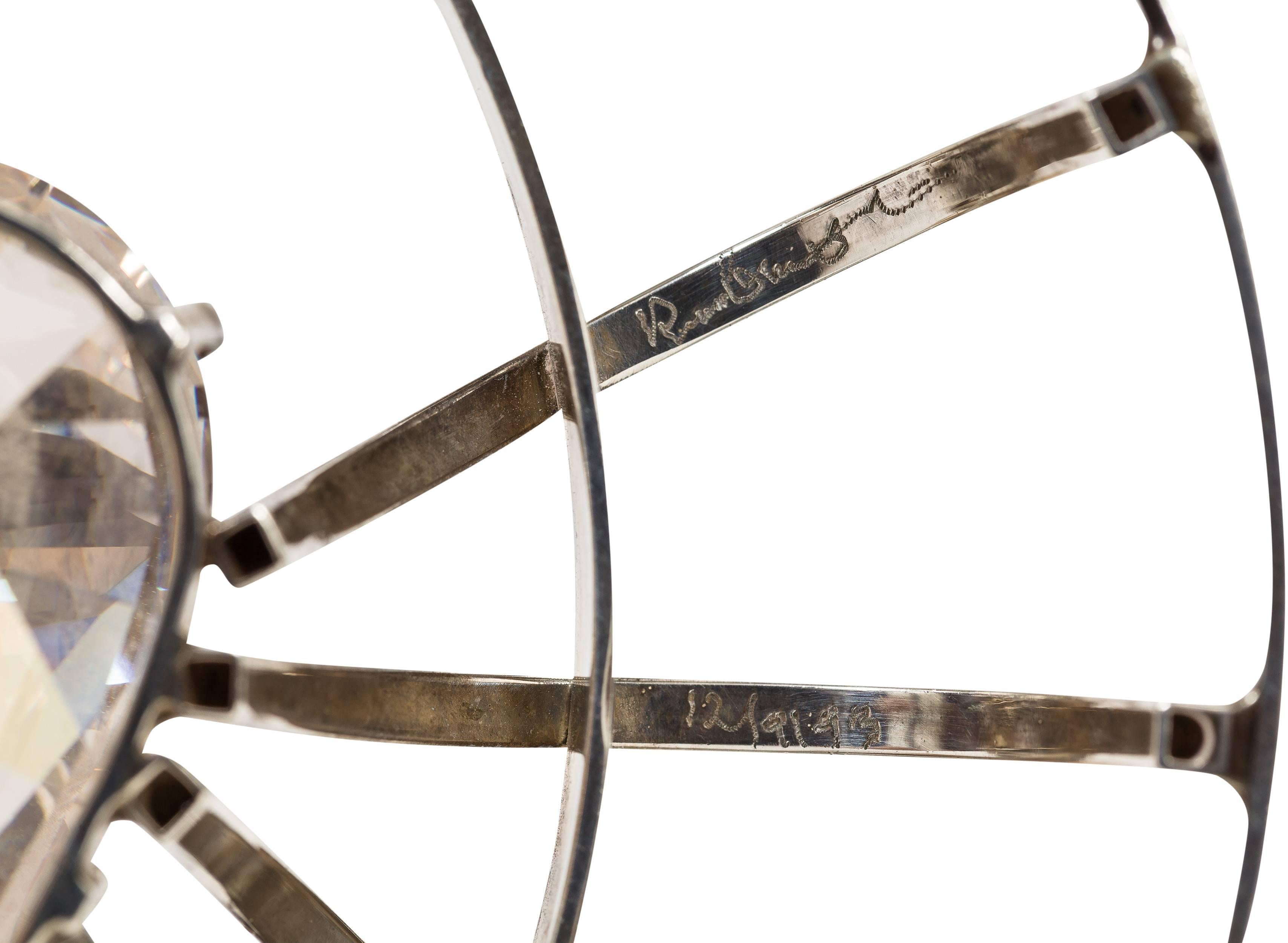 Women's 1960's Aaron Rubenstein Modernist Sterling Silver Necklace w/Flat Bar Link Chain For Sale