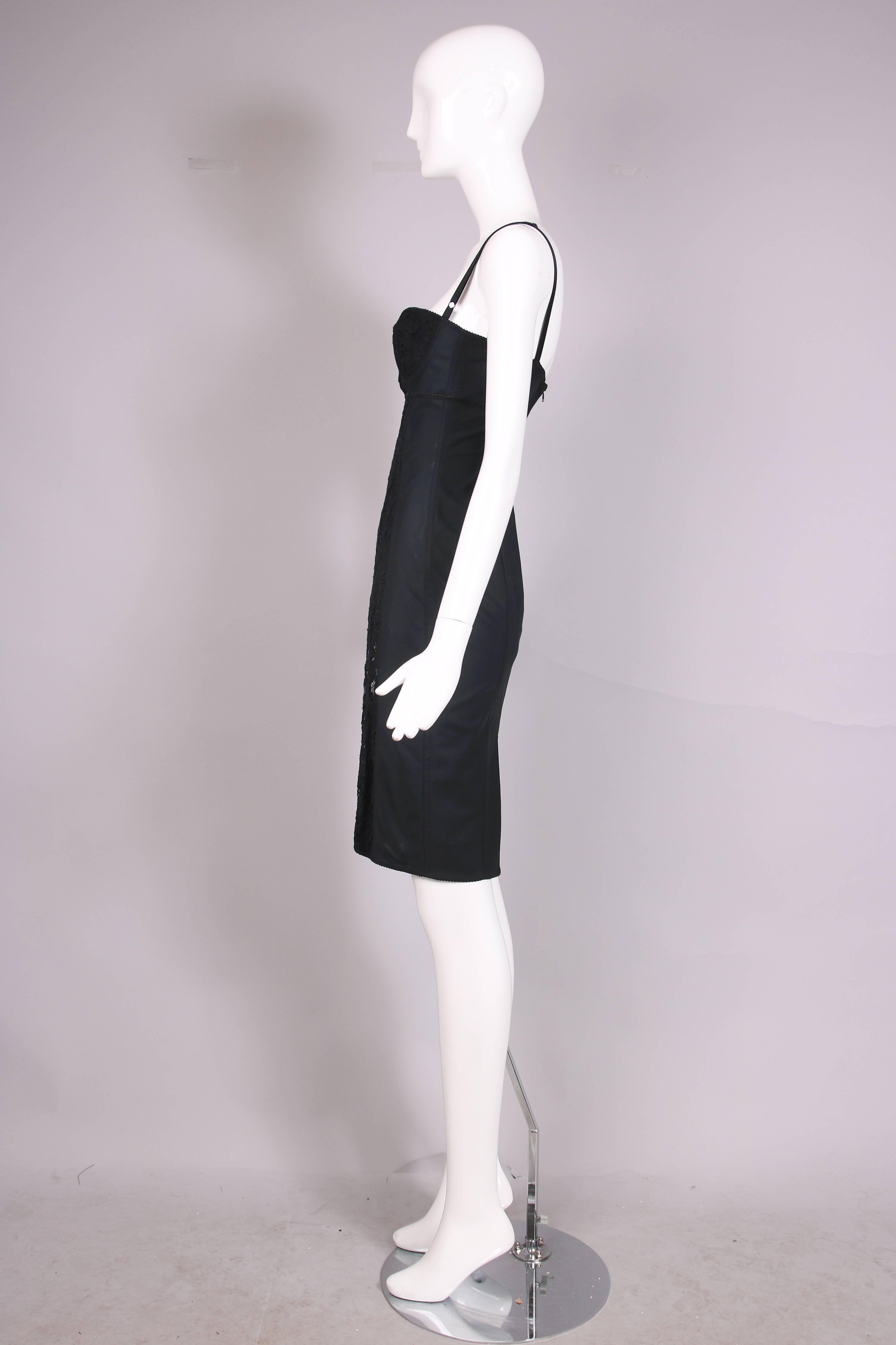 Dolce & Gabbana Schwarzes Bodycon-Bustierkleid mit Spitzeneinsätzen Damen im Angebot