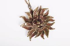 1970's Pal Kepenyes Brass Lion Sculptural Pendant Necklace