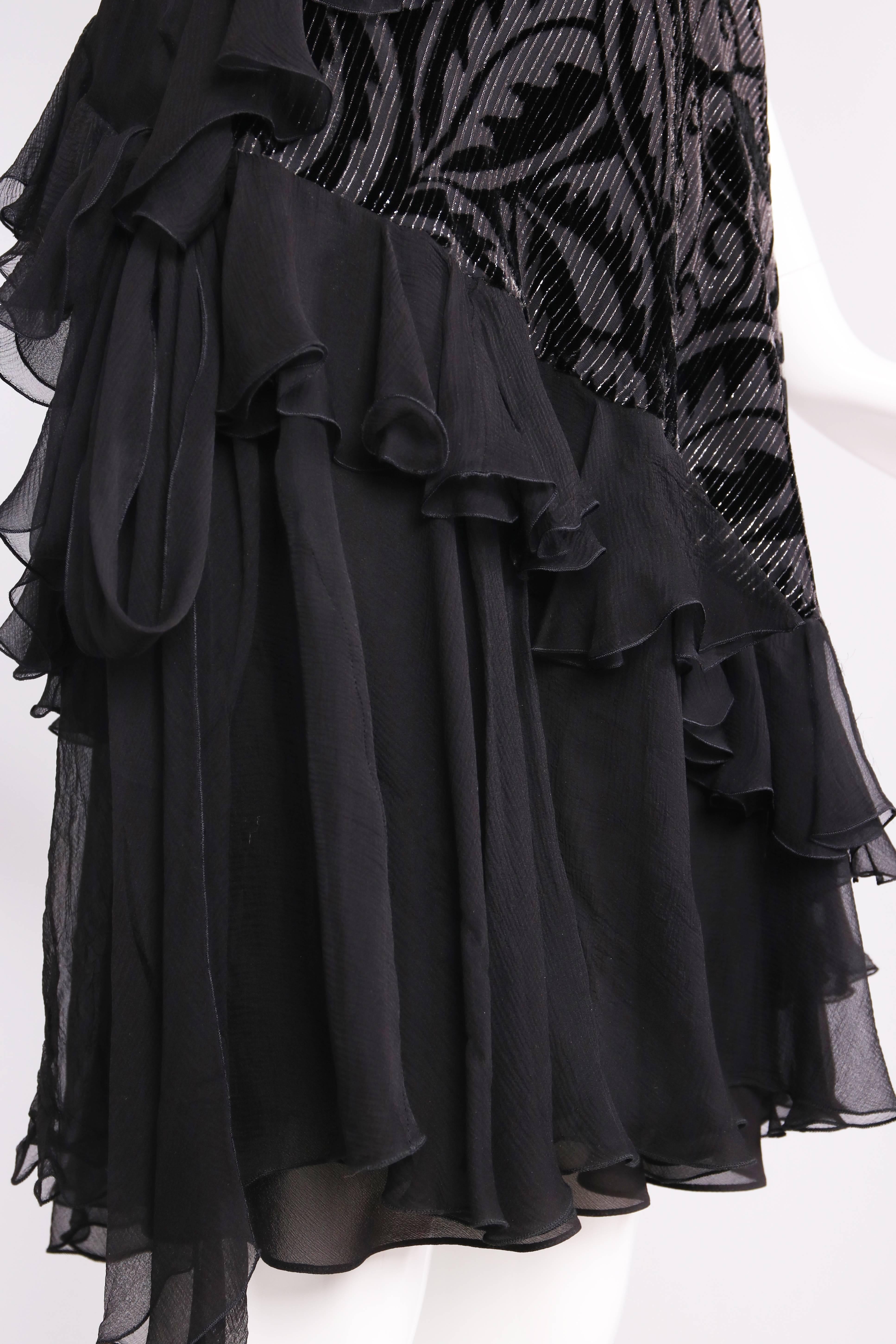 Women's Vintage John Galliano Black Silk & Velvet Bias Cut Cocktail Dress  For Sale