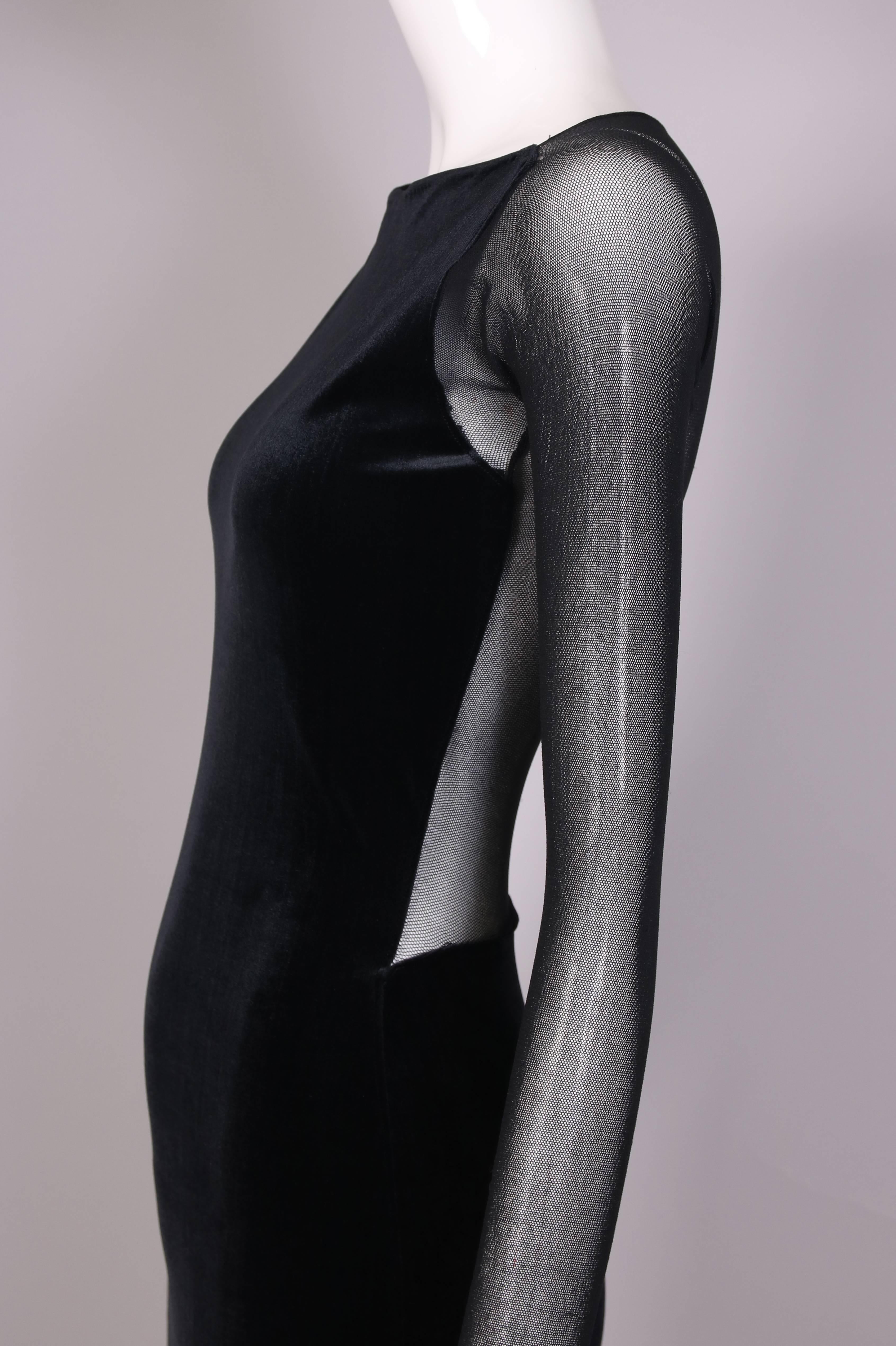 Giorgio Di Sant Angelo Black Stretch Velvet Bodycon Dress W/Illusion Back 2