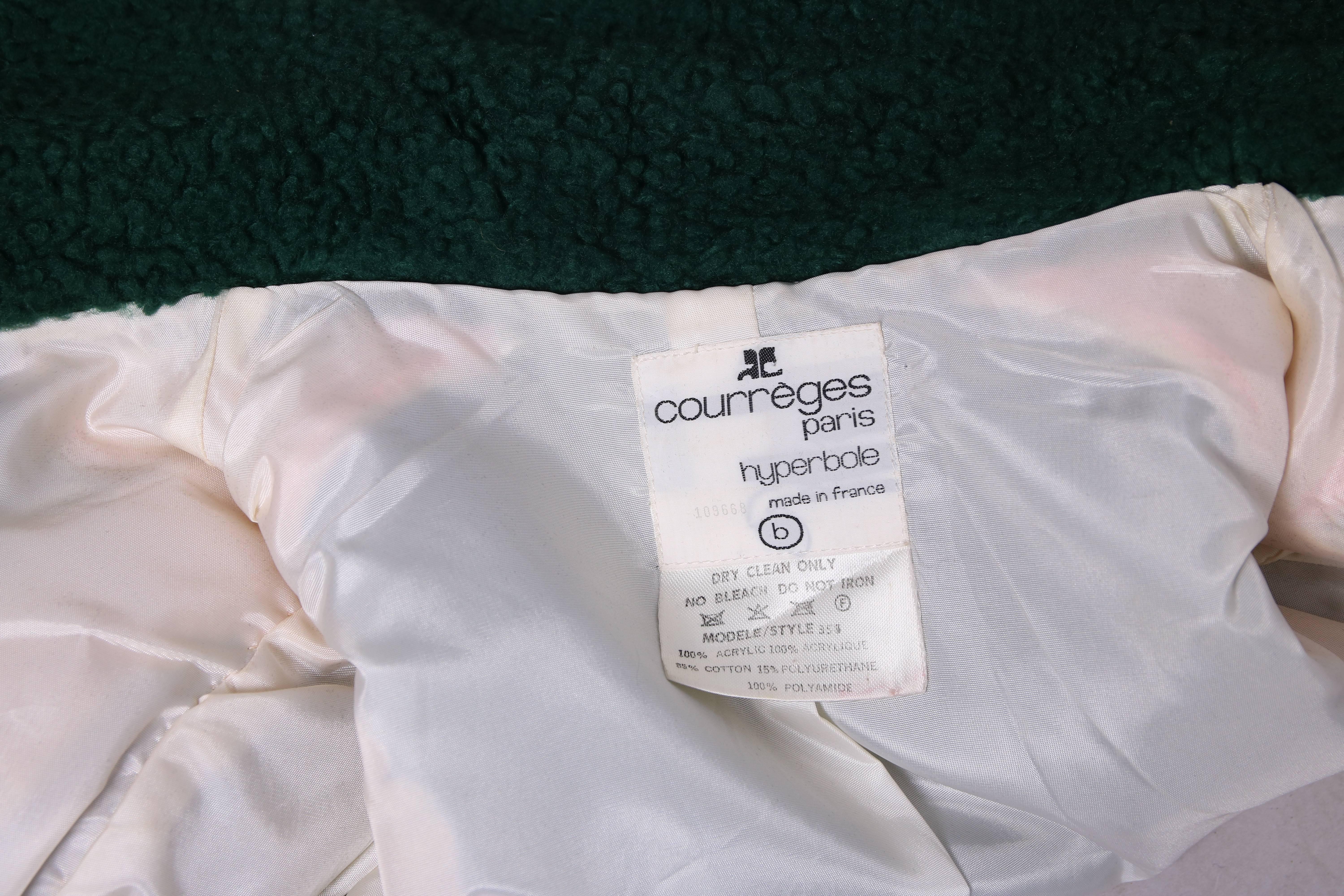 1970's Courreges Green Shearling Jacket W/Pink Leather & Knit Trim 3