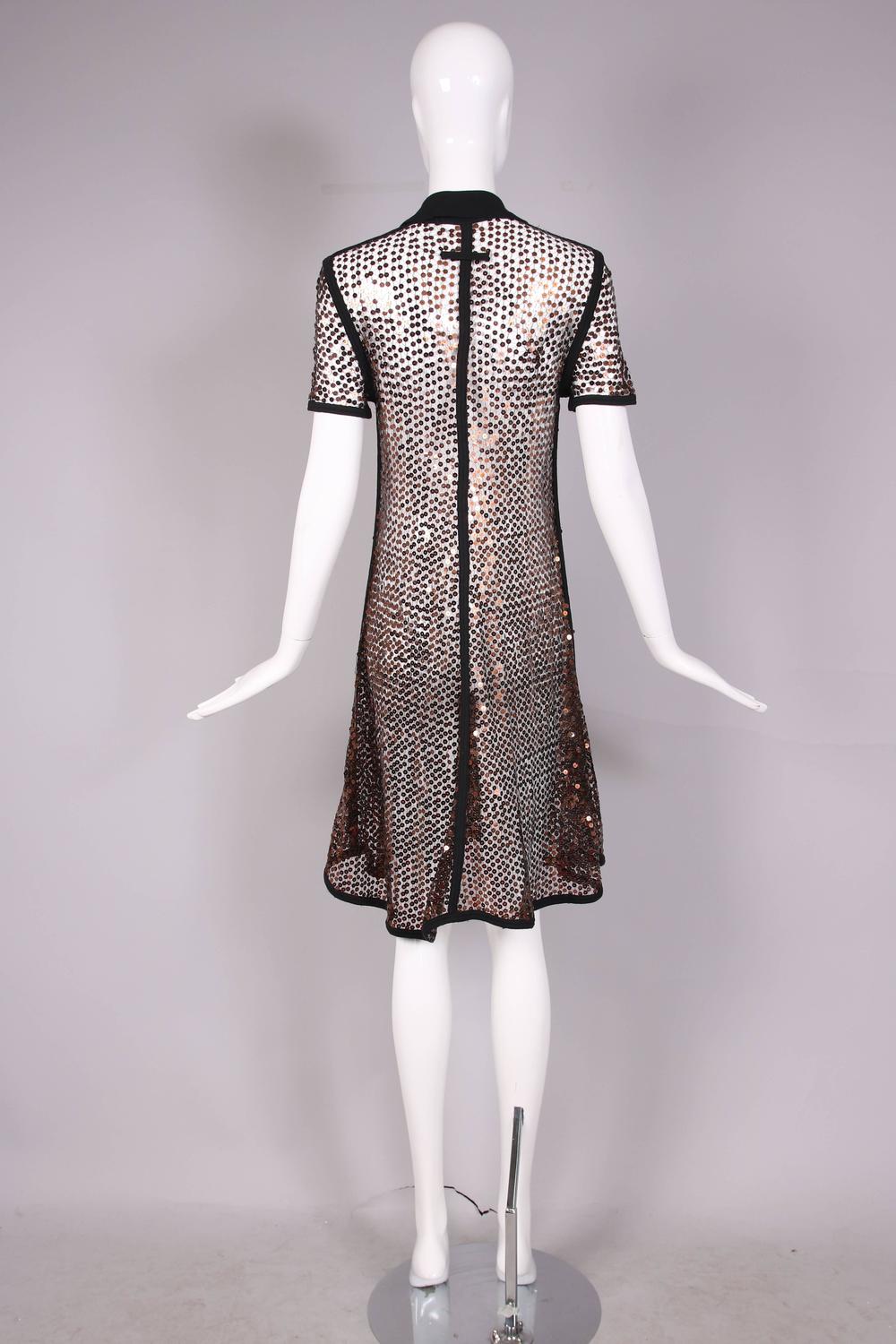 1990's Jean-Paul Gaultier Copper Sequin Short-Sleeved Sheer Dress For ...