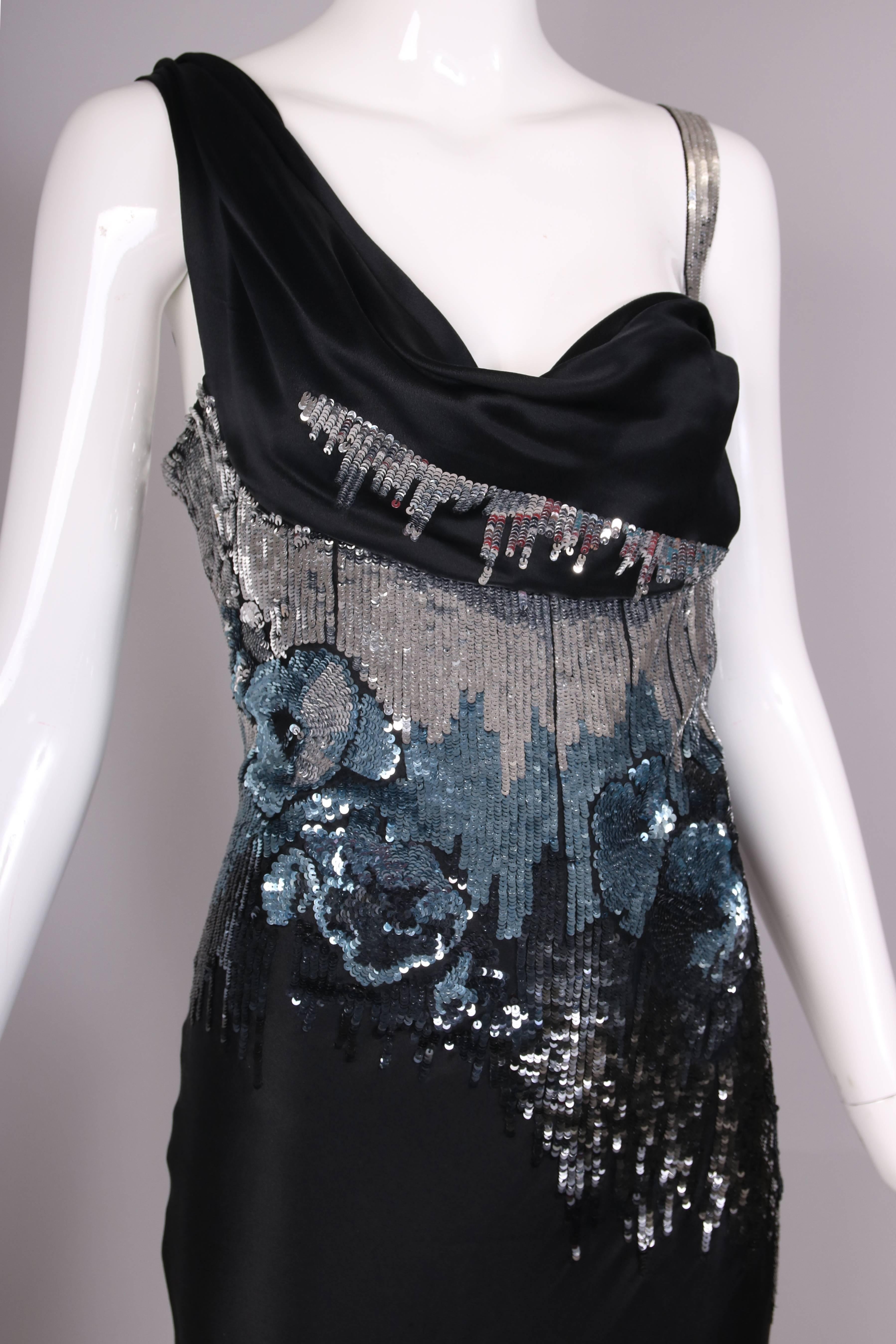John Galliano Black Silk Cocktail Dress W/Sequin Detailing 2