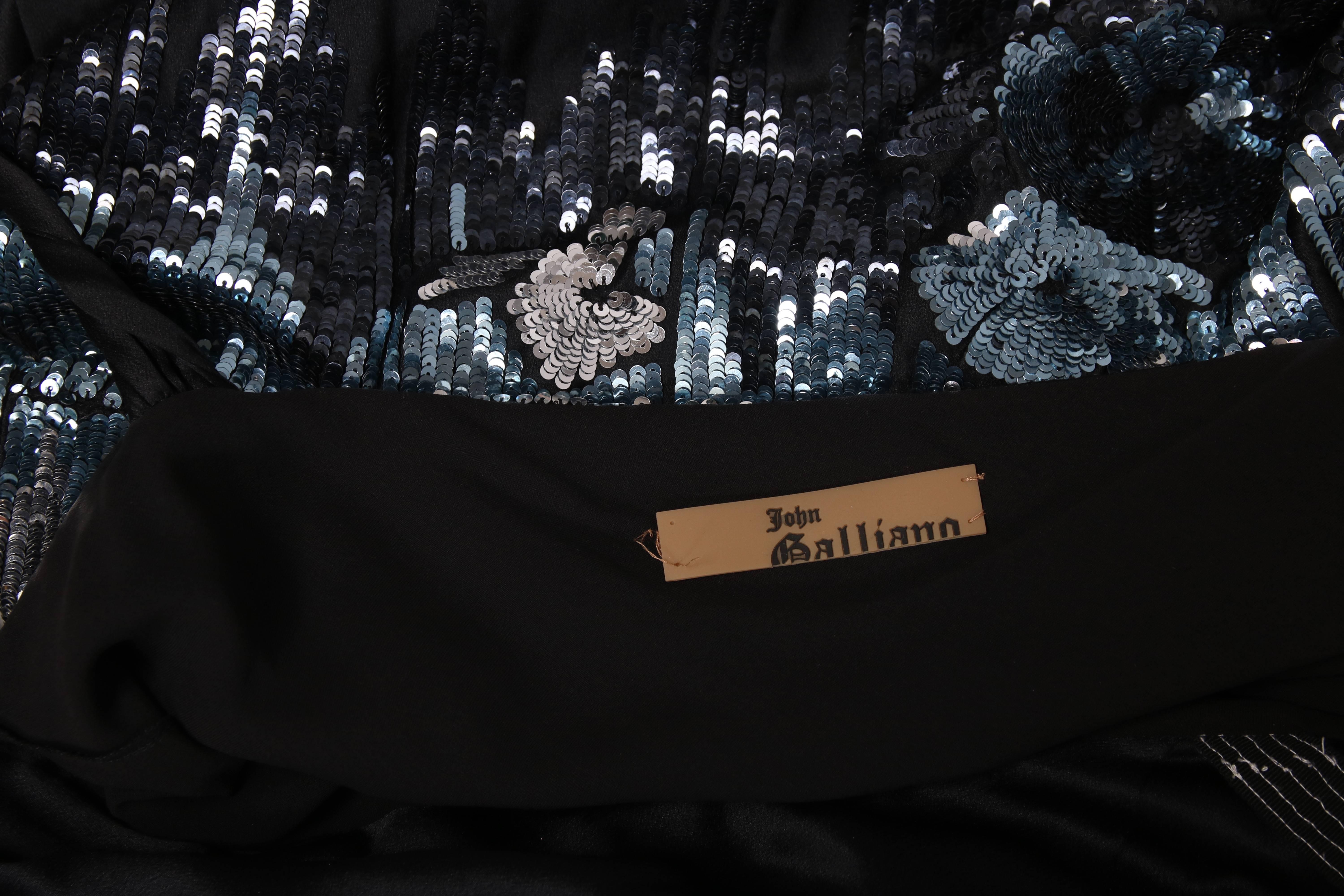 John Galliano Black Silk Cocktail Dress W/Sequin Detailing 4