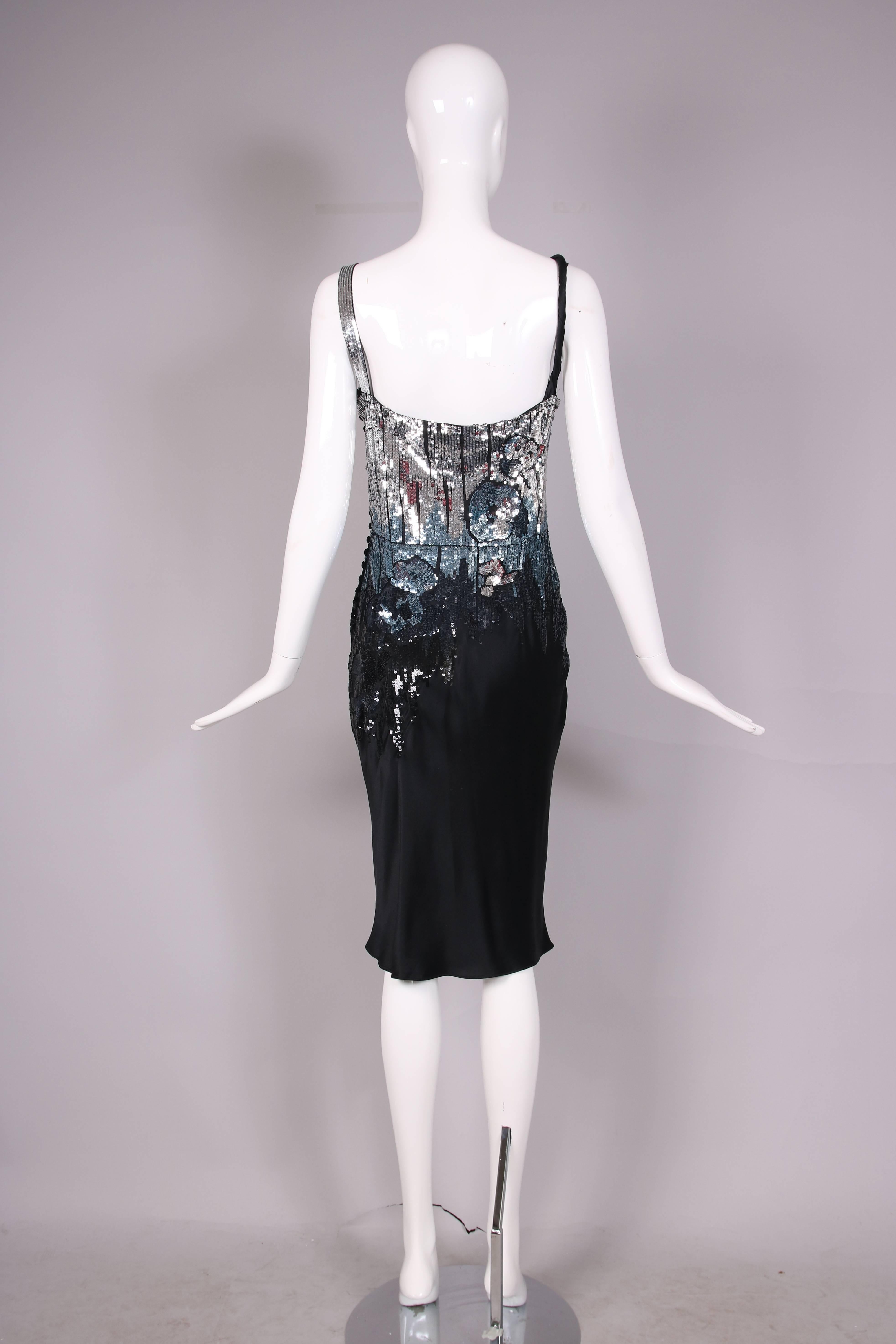 John Galliano Black Silk Cocktail Dress W/Sequin Detailing 1