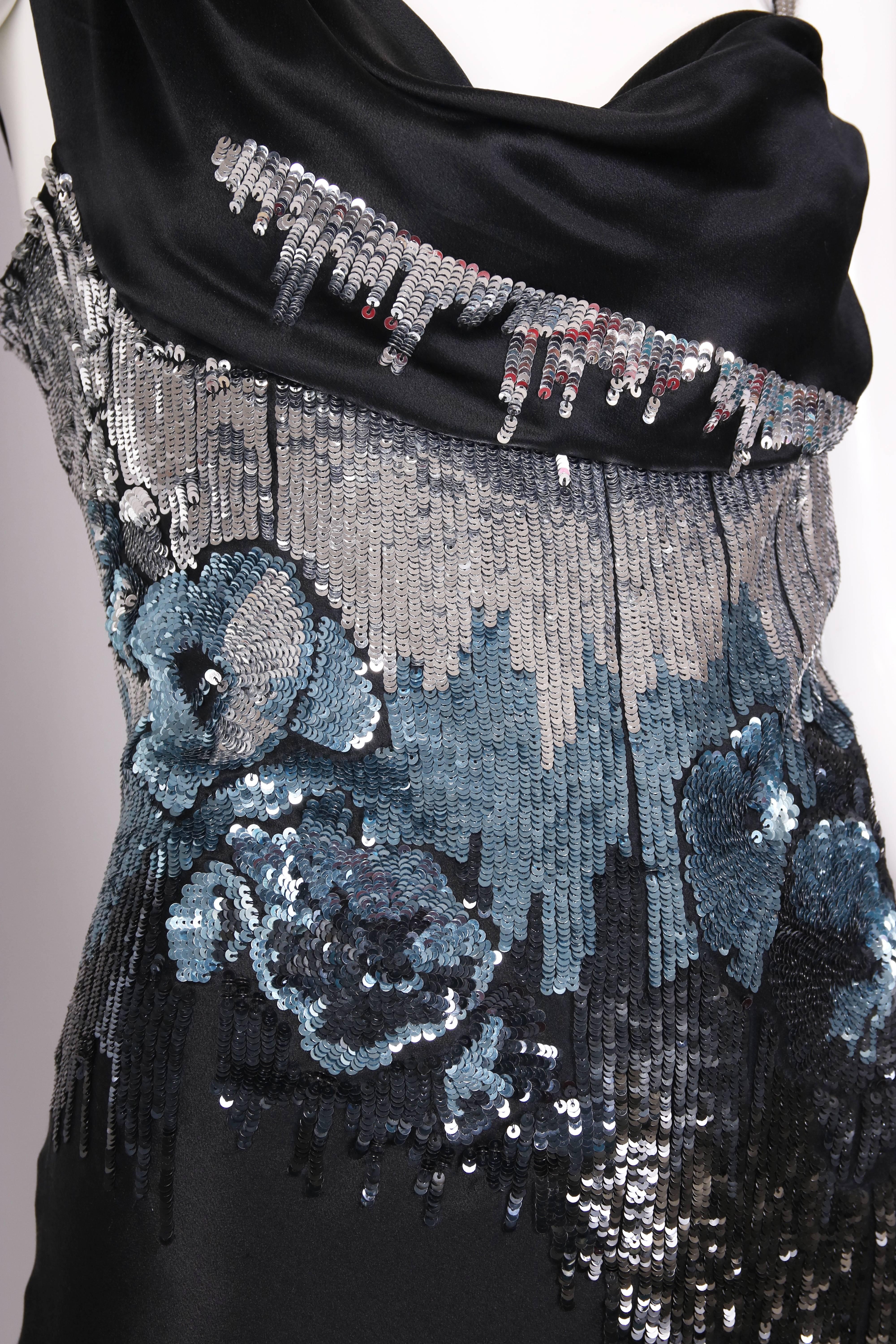 John Galliano Black Silk Cocktail Dress W/Sequin Detailing 3