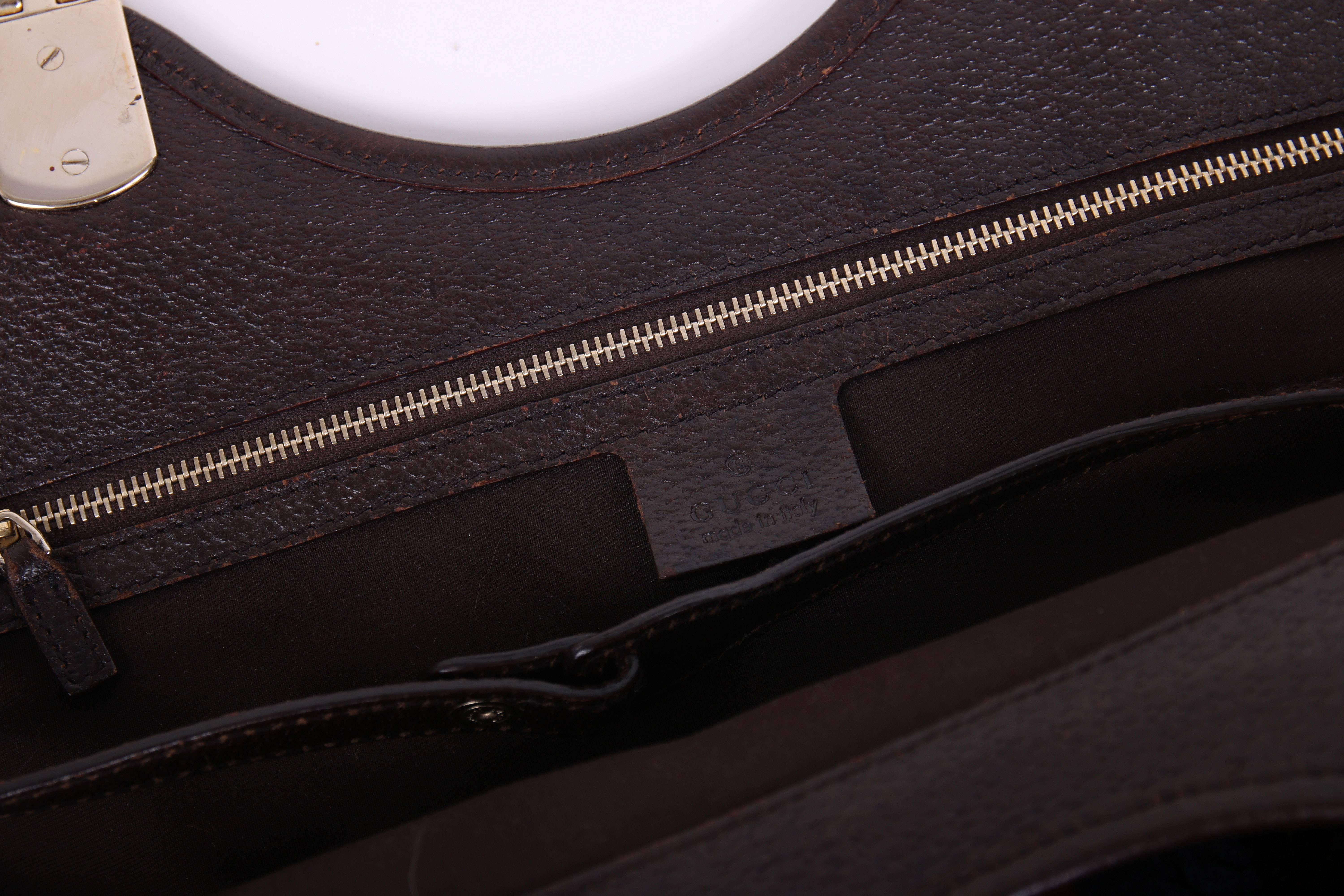 Gucci Horse Bit Logo Cut Velvet Handbag w/Leather Trim & Gold Tone Hardware 1
