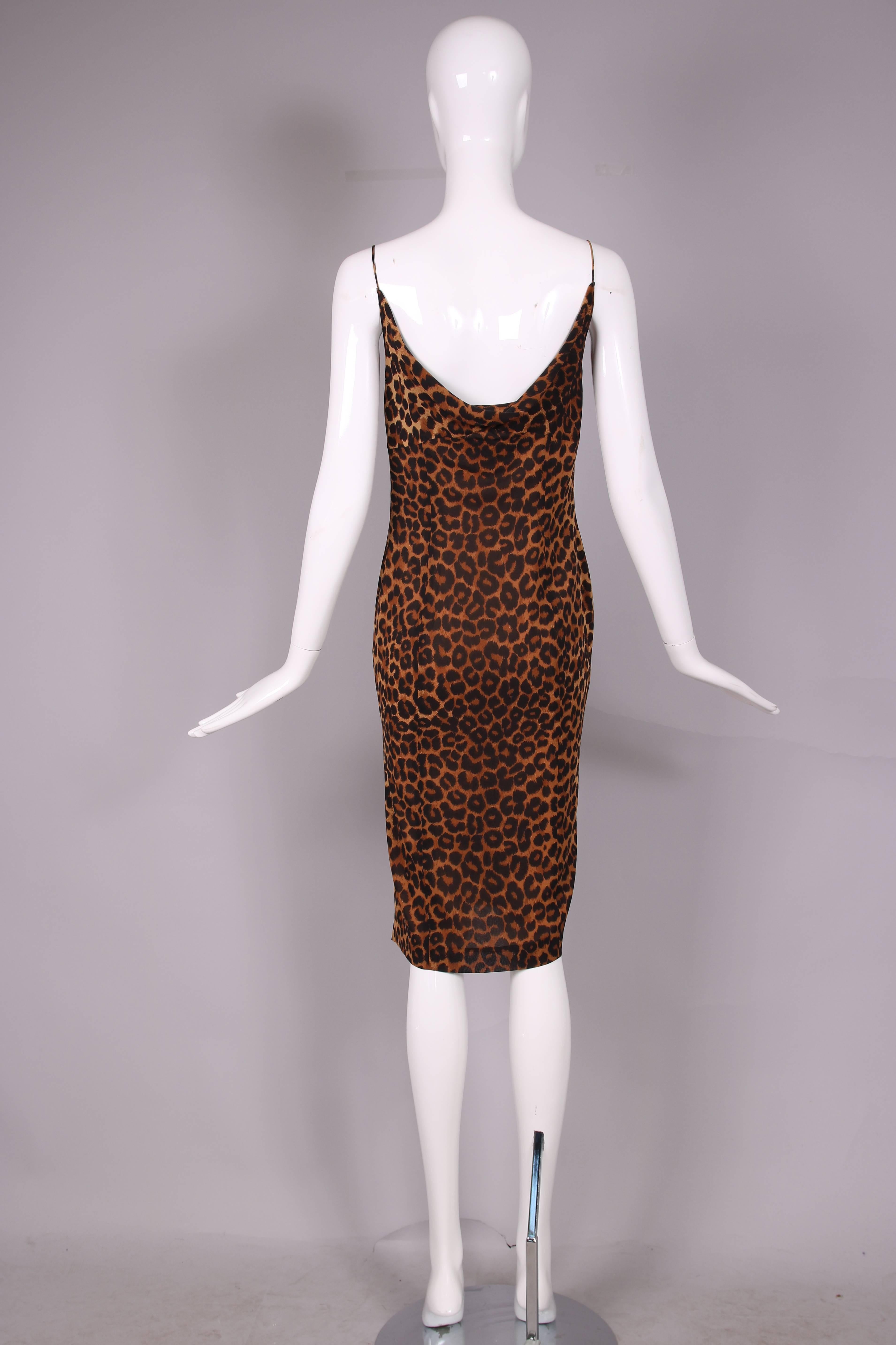 Women's 1990's John Galliano Silk Leopard Print Slip Cocktail Dress