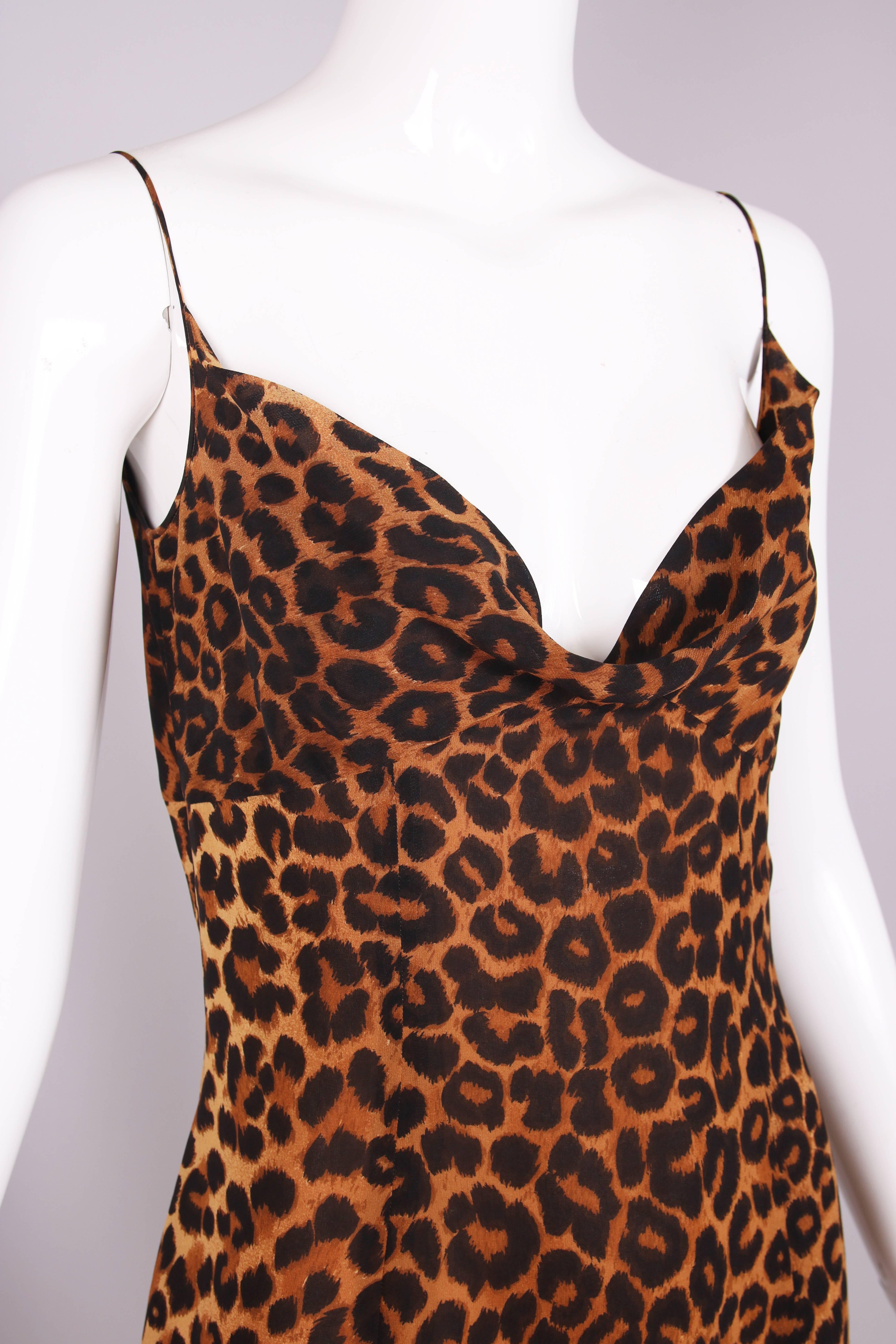 1990's John Galliano Silk Leopard Print Slip Cocktail Dress 1
