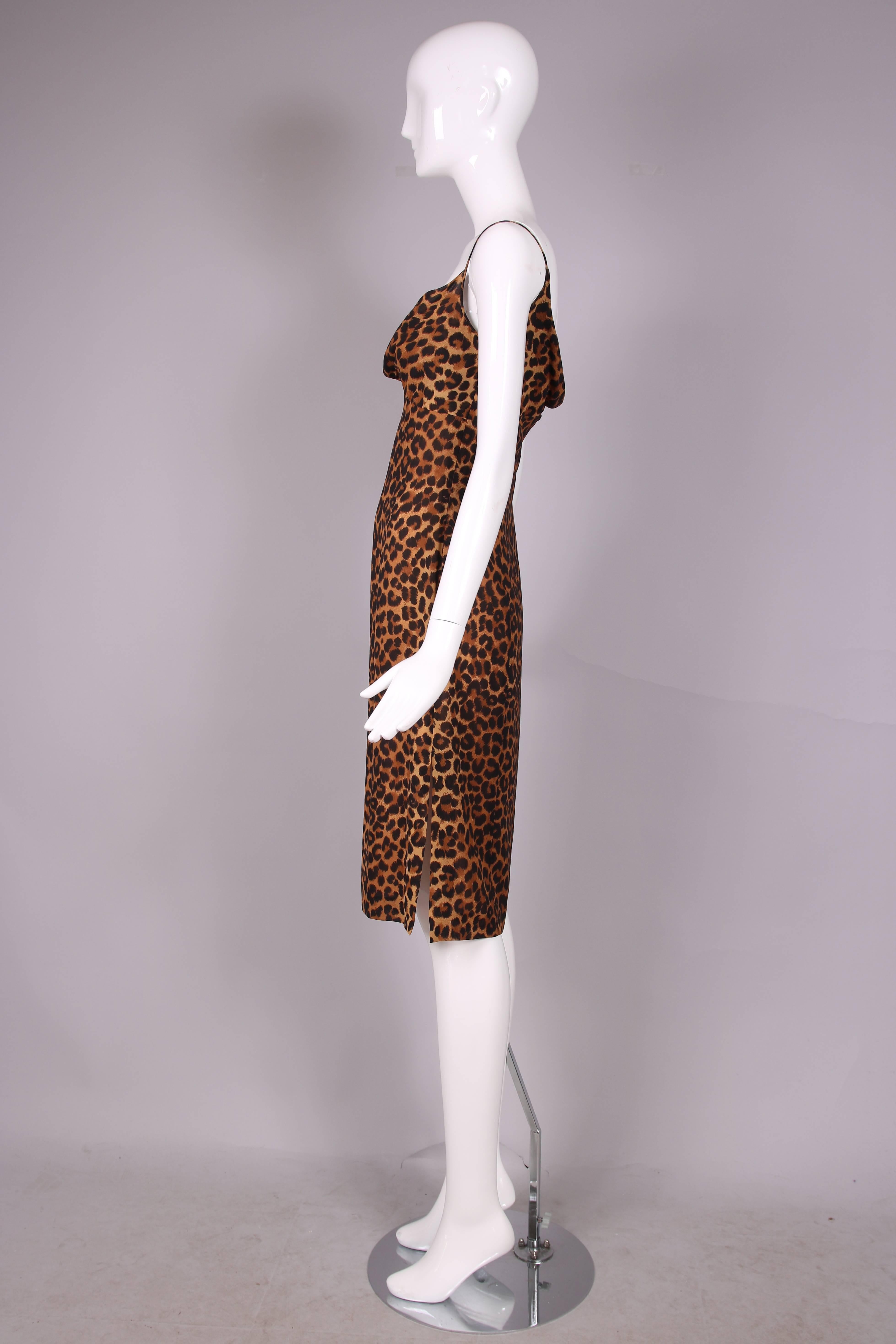 1990's John Galliano Silk Leopard Print Slip Cocktail Dress In Excellent Condition In Studio City, CA