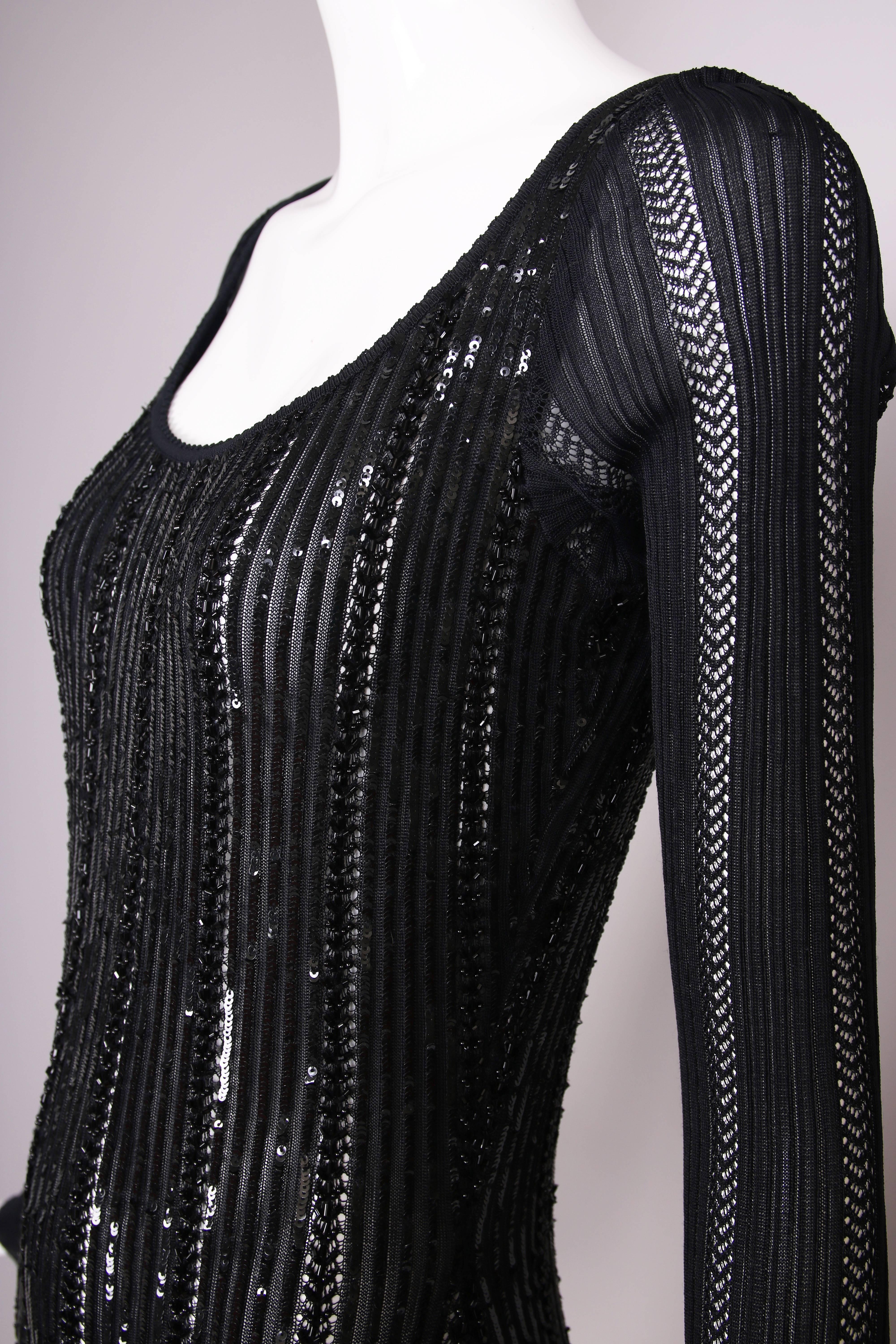 Alaia Slinky Black Floor-Length Beaded and Sequined Evening Gown Ca. 1996 1