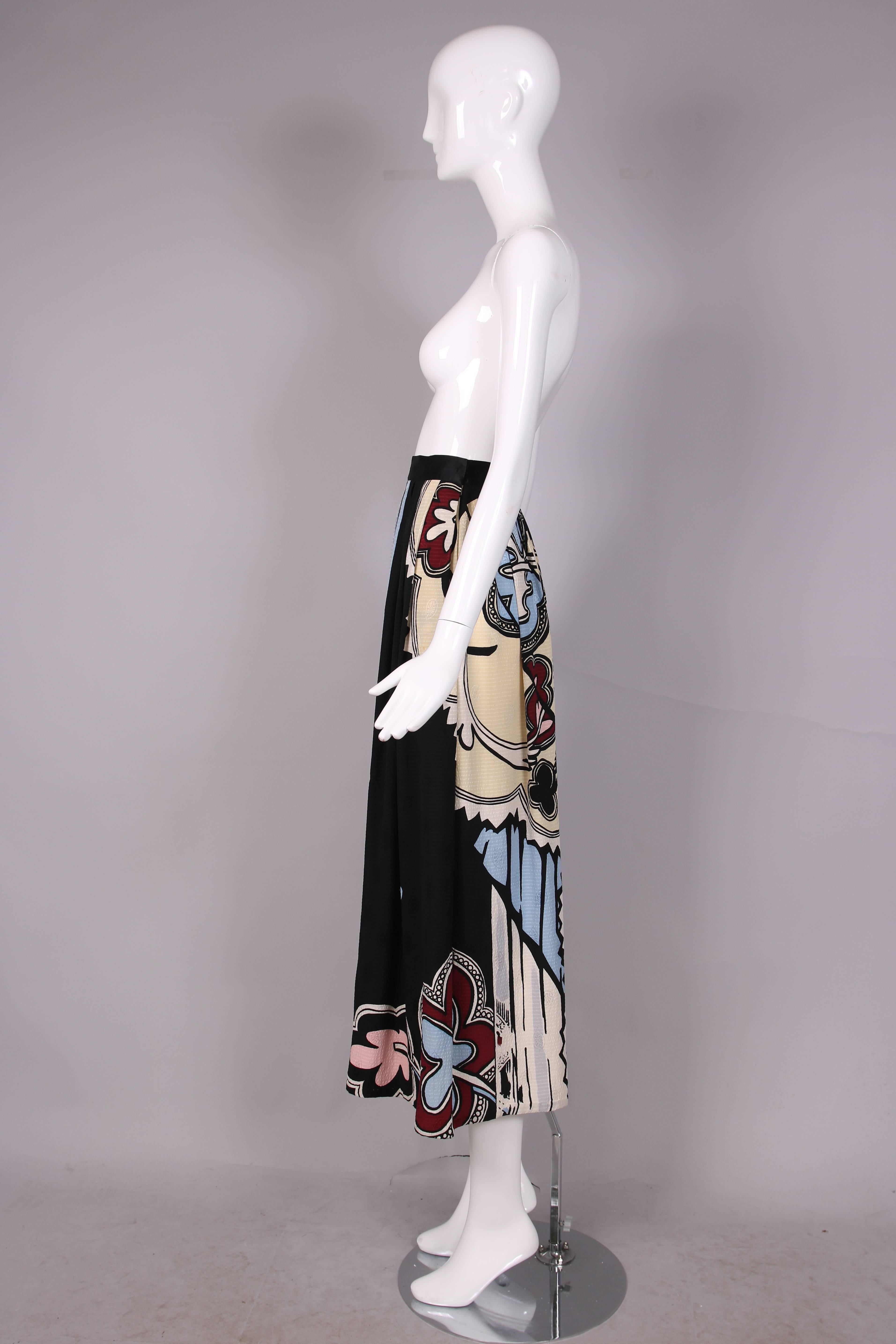 Michaele Vollbracht Silk Abstract Graphic Printed Palazzo Pants In Excellent Condition In Studio City, CA