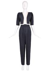 Vintage Emanuel Ungaro Pinstriped Cropped Jacket & Pant Ensemble