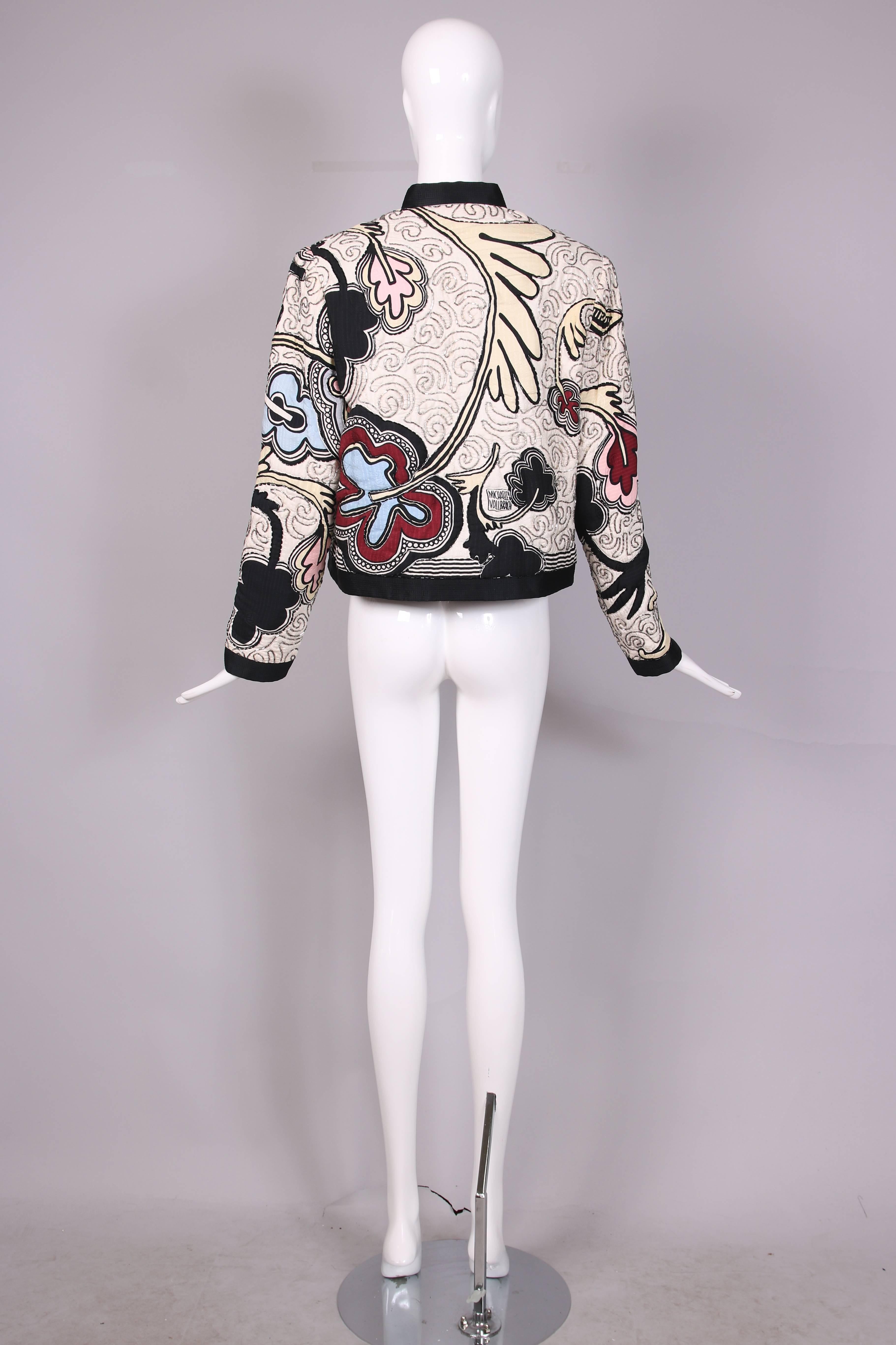Women's Michaele Vollbracht Silk Beaded Abstract Print Jacket