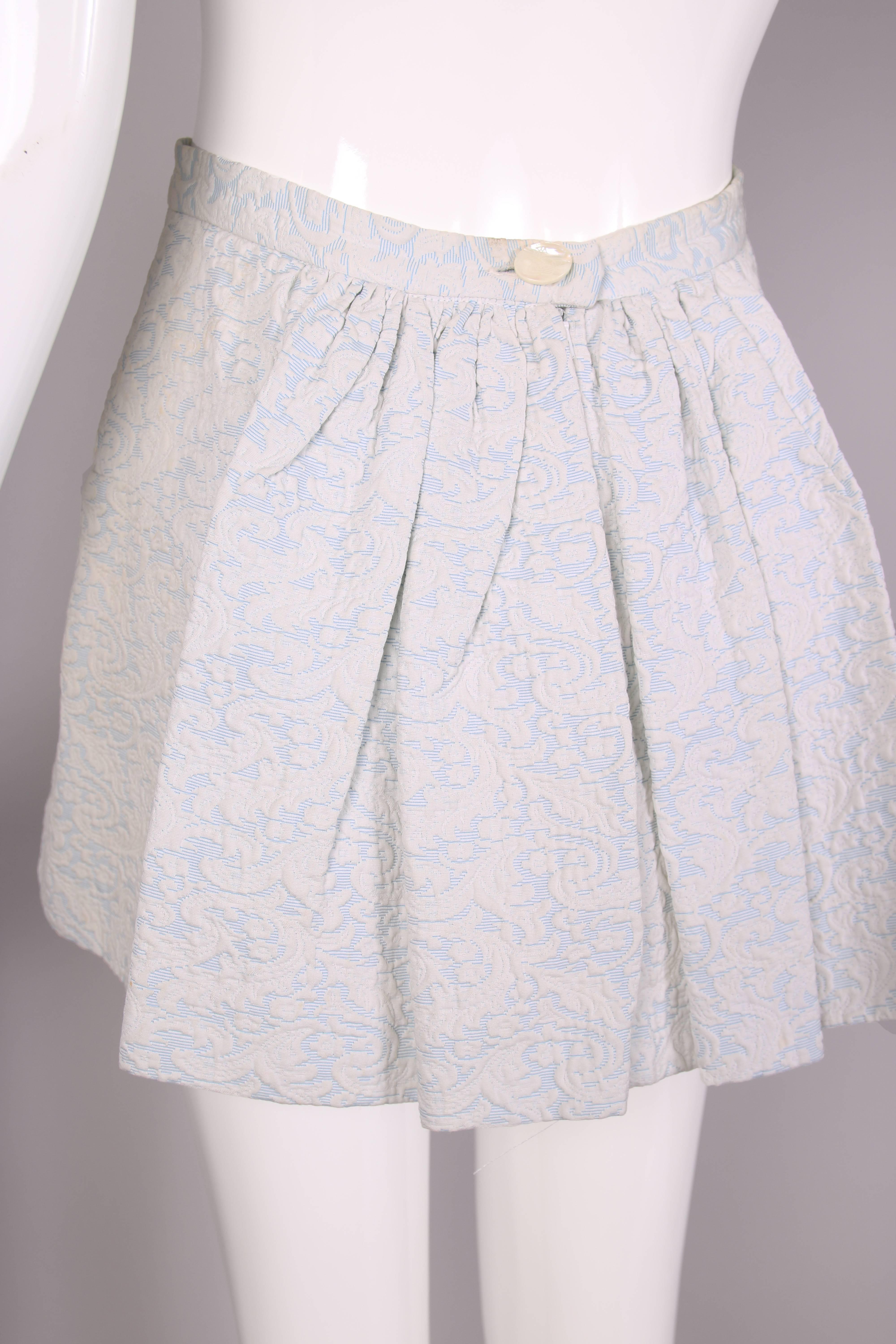 Vivienne Westwood Blue & White Jacquard Mini Skirt W/Bustle Back Ca. 1998 For Sale 1