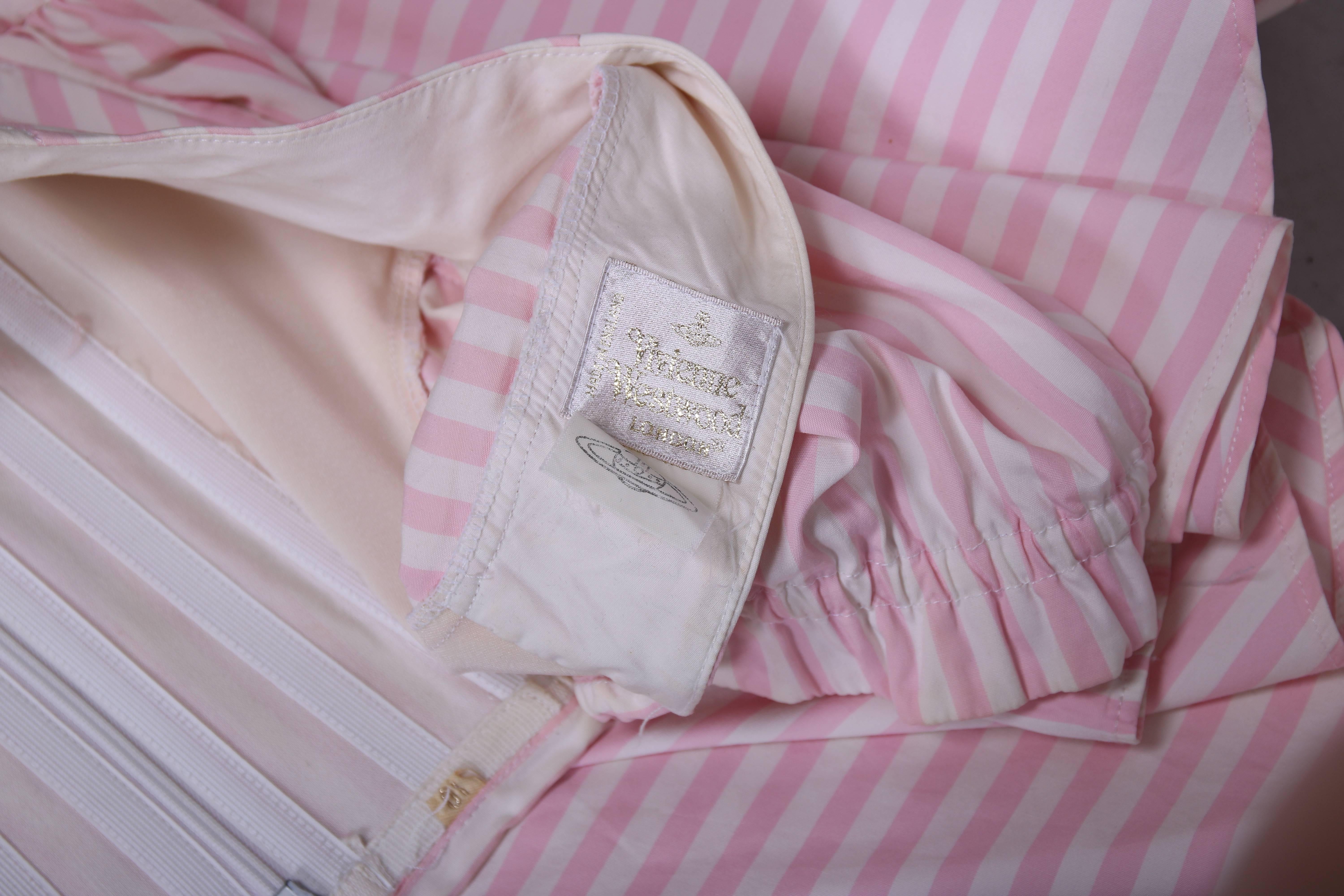 Vivienne Westwood Pink & White Striped Bustier Babydoll Dress Ca. 1992 In Excellent Condition In Studio City, CA