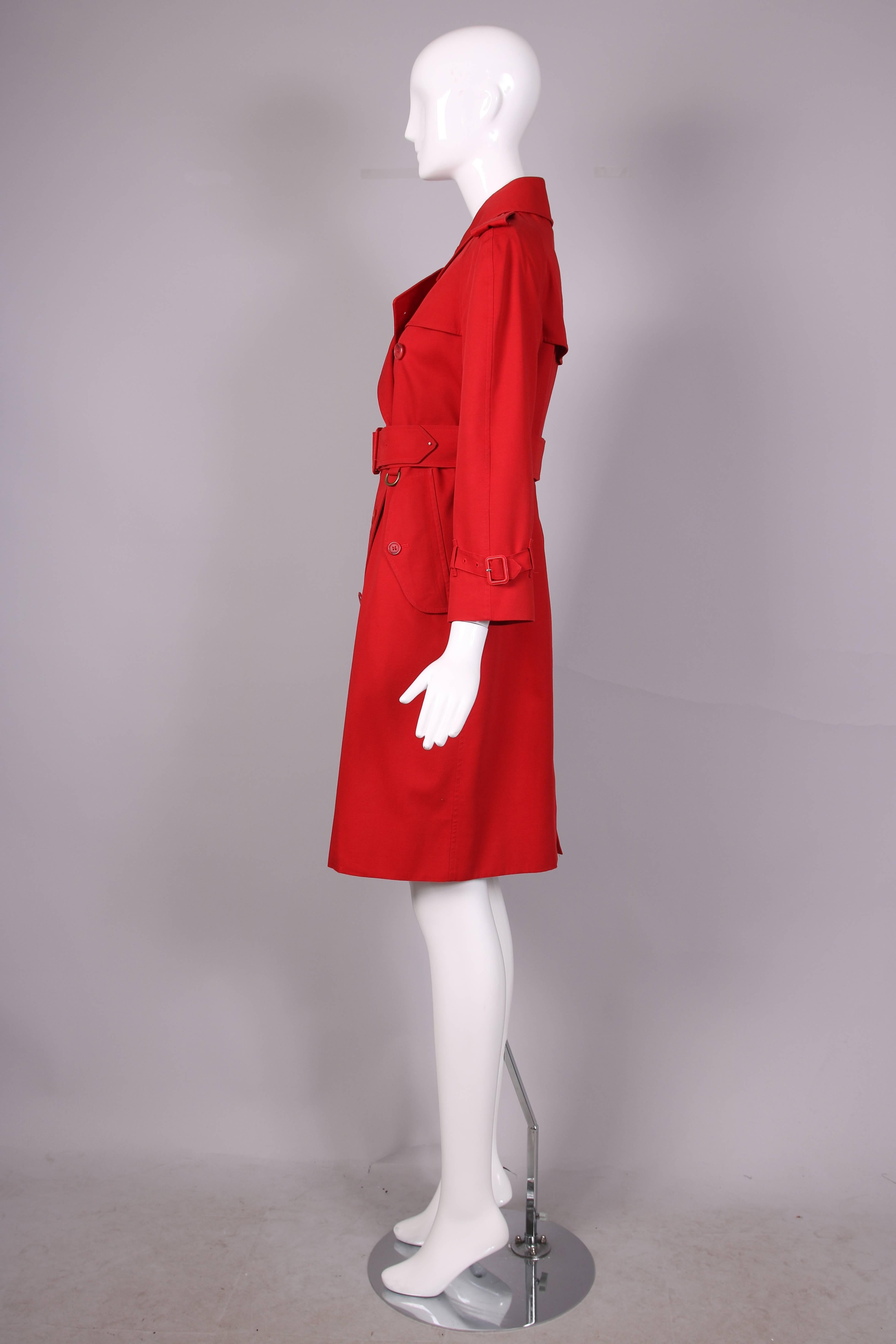 Classic Burberry Red Mid-Length Trench Coat In Excellent Condition In Studio City, CA
