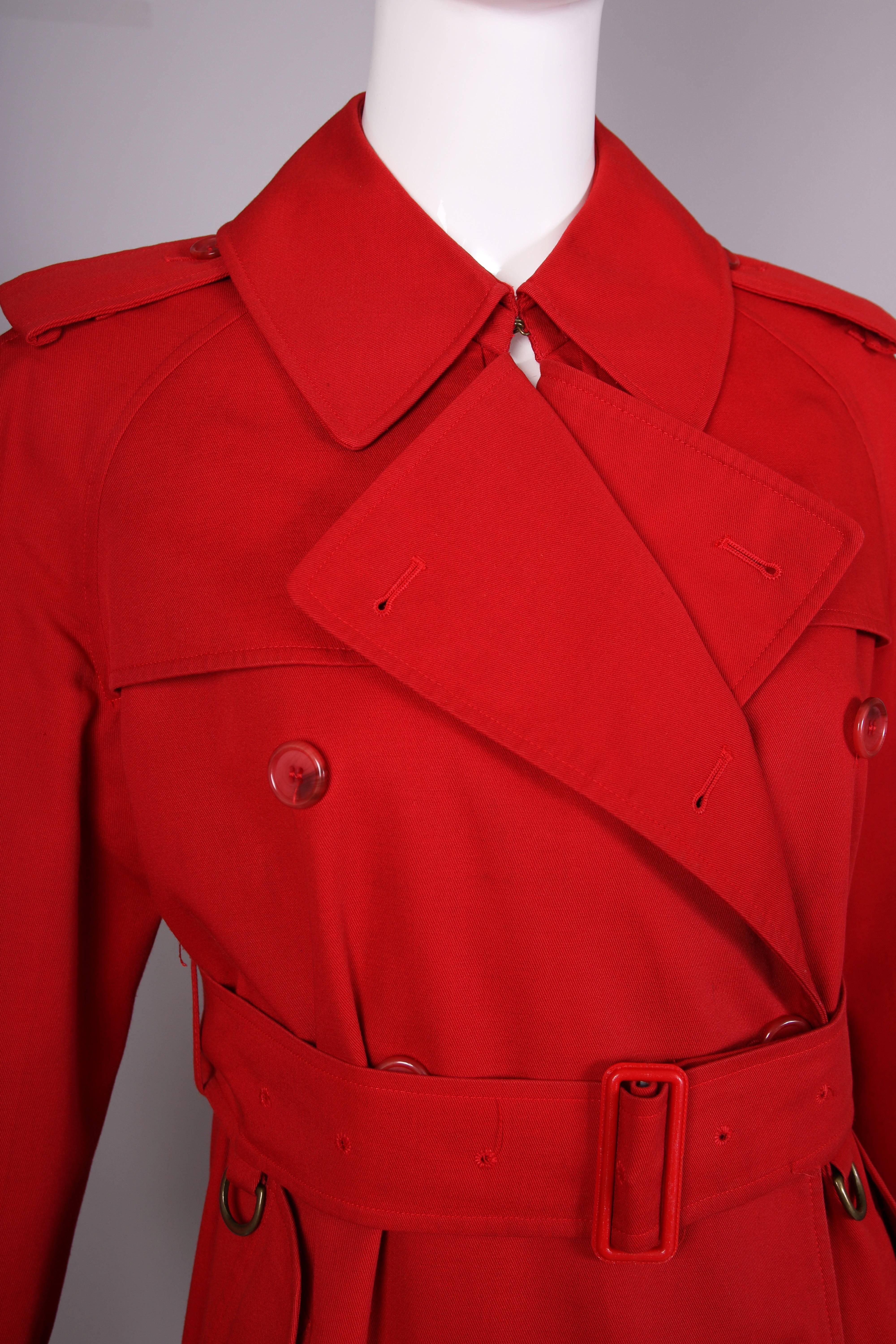 Classic Burberry Red Mid-Length Trench Coat 1