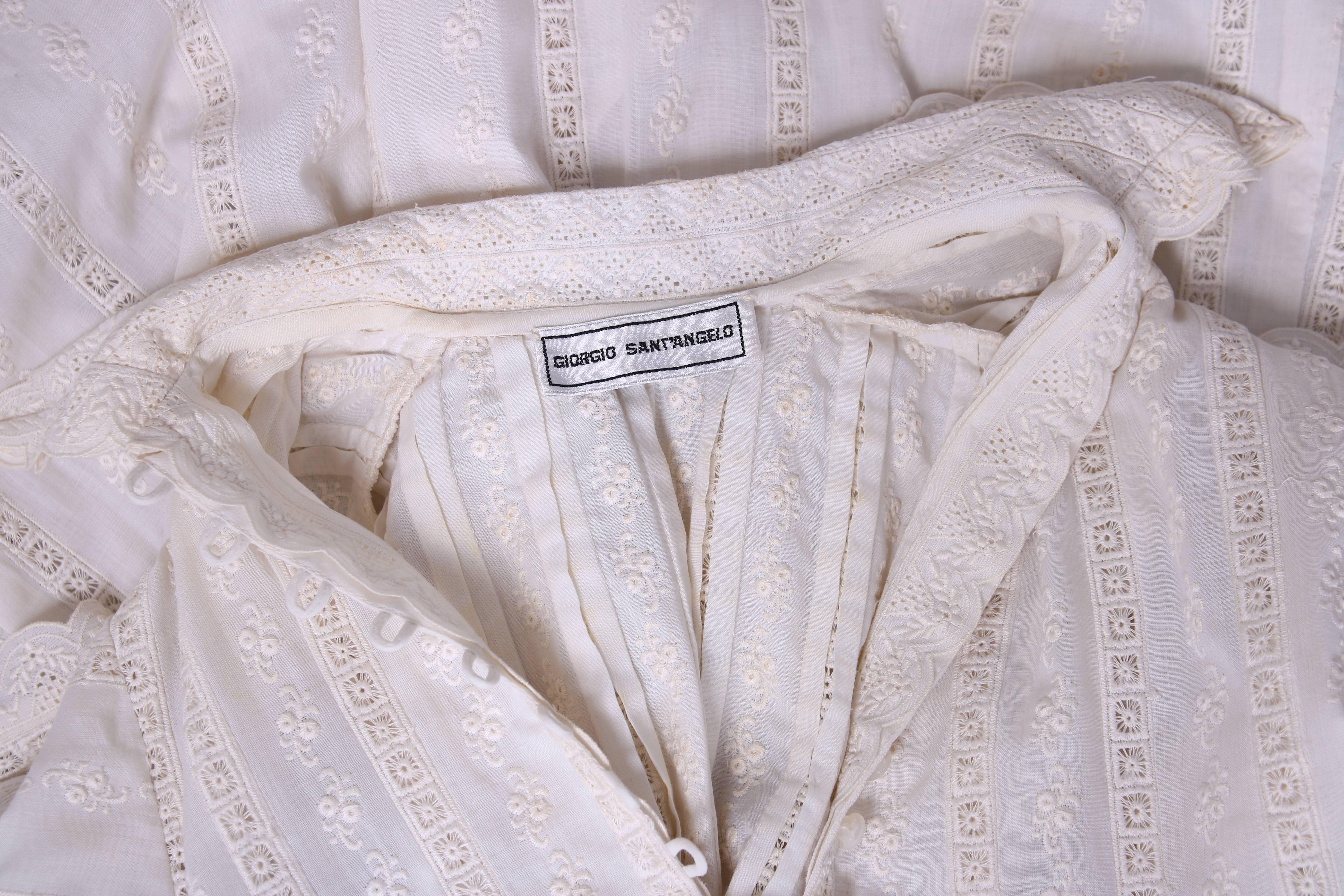 Vintage Giorgio Sant'Angelo Creme Cotton Broderie Anglaise Babydoll Dress 3