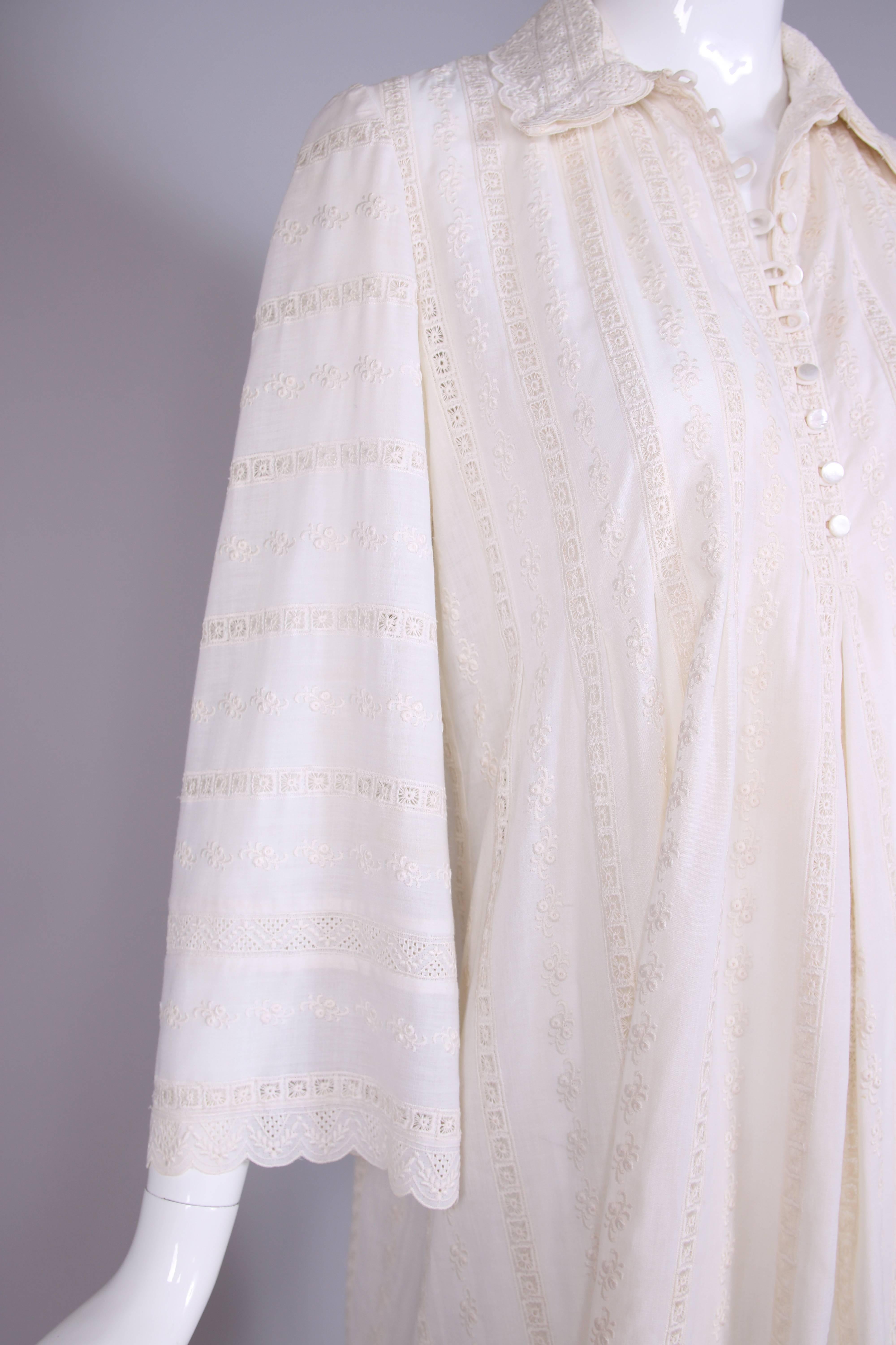 Vintage Giorgio Sant'Angelo Creme Cotton Broderie Anglaise Babydoll Dress 1